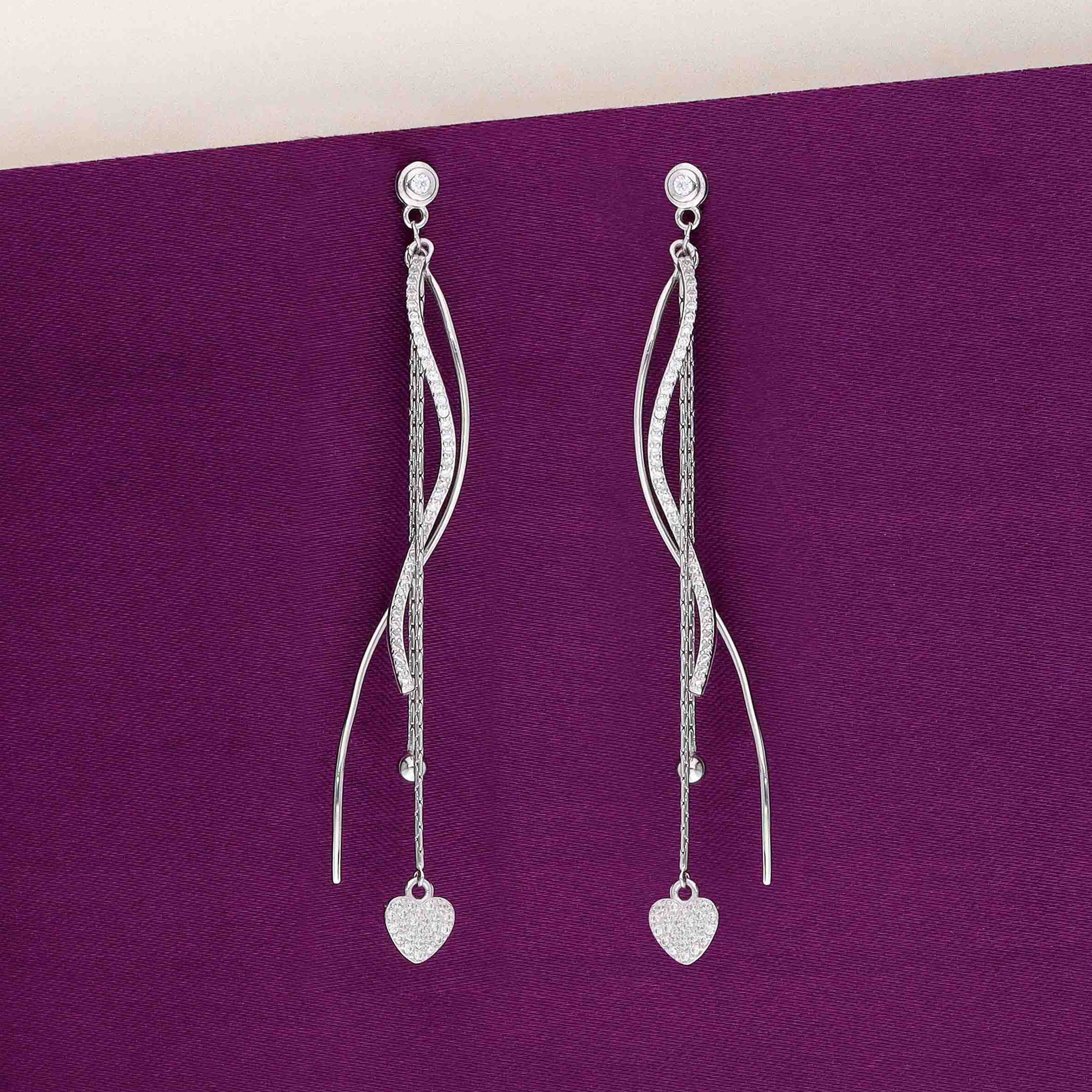 Stylish Tango Love Danglers Silver Earrings - Image 4