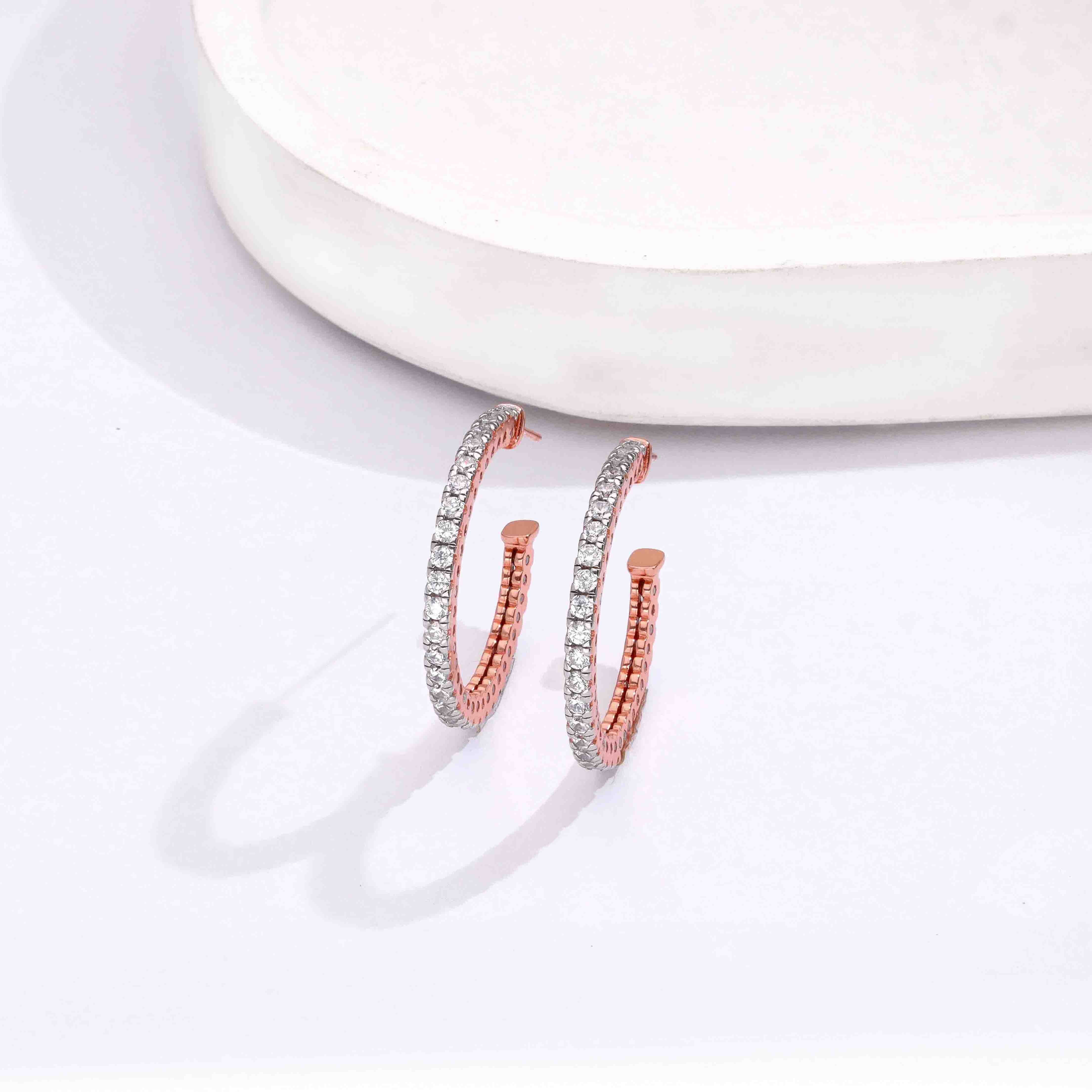 Sturdy Sparkle Silver Hoop Earrings - Image 2
