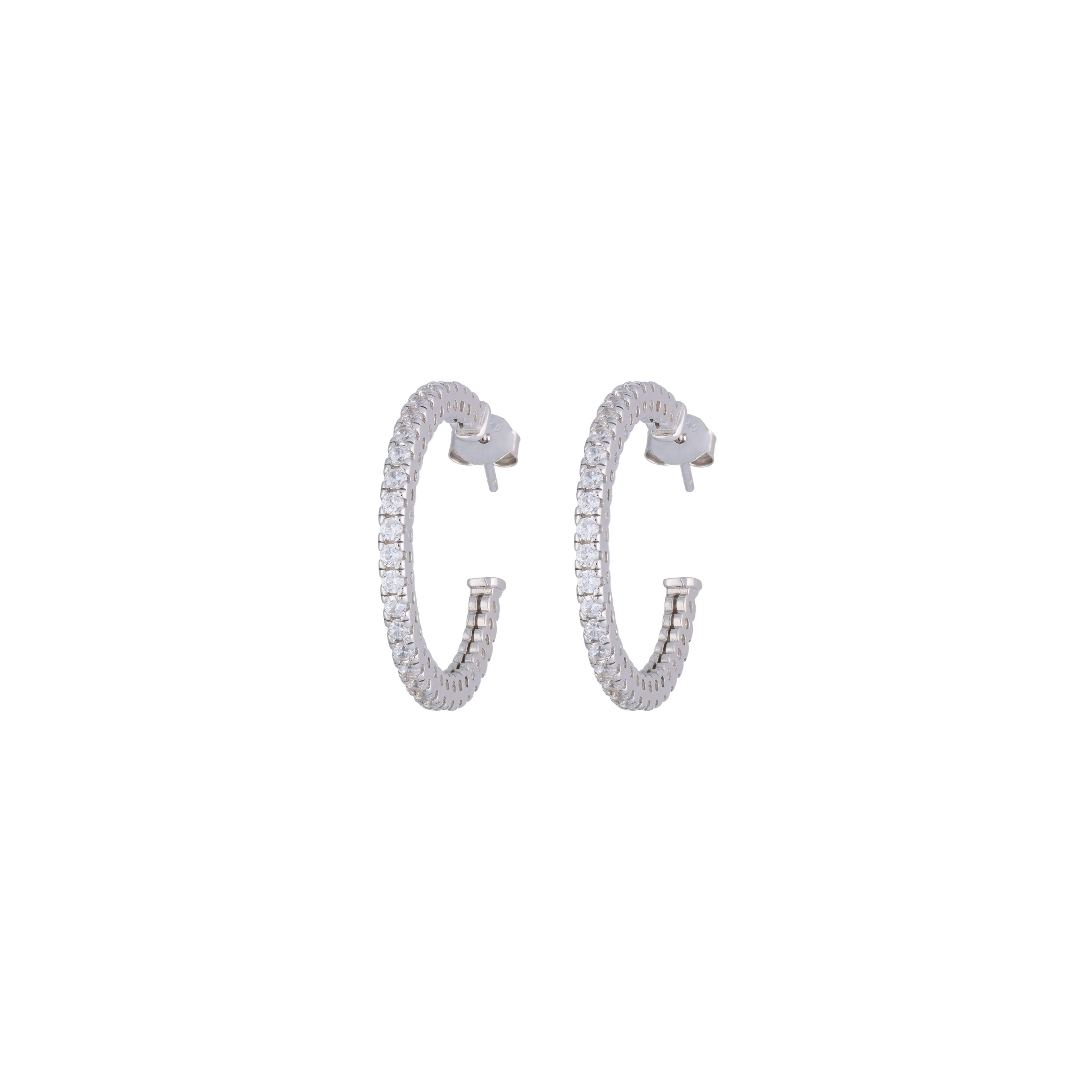 Sturdy Sparkle Silver Hoop Earrings - Image 3