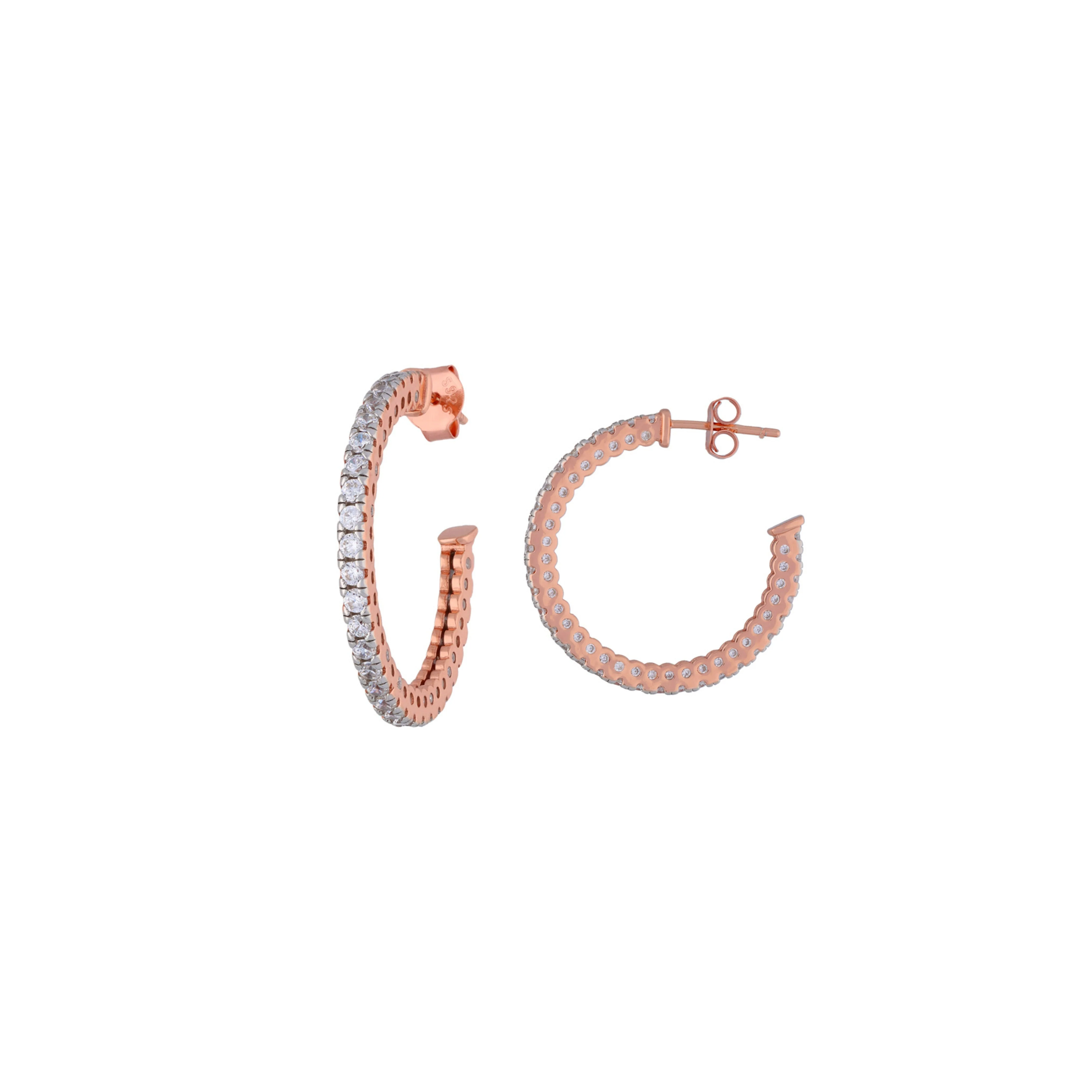 Sturdy Sparkle Silver Hoop Earrings - Image 4