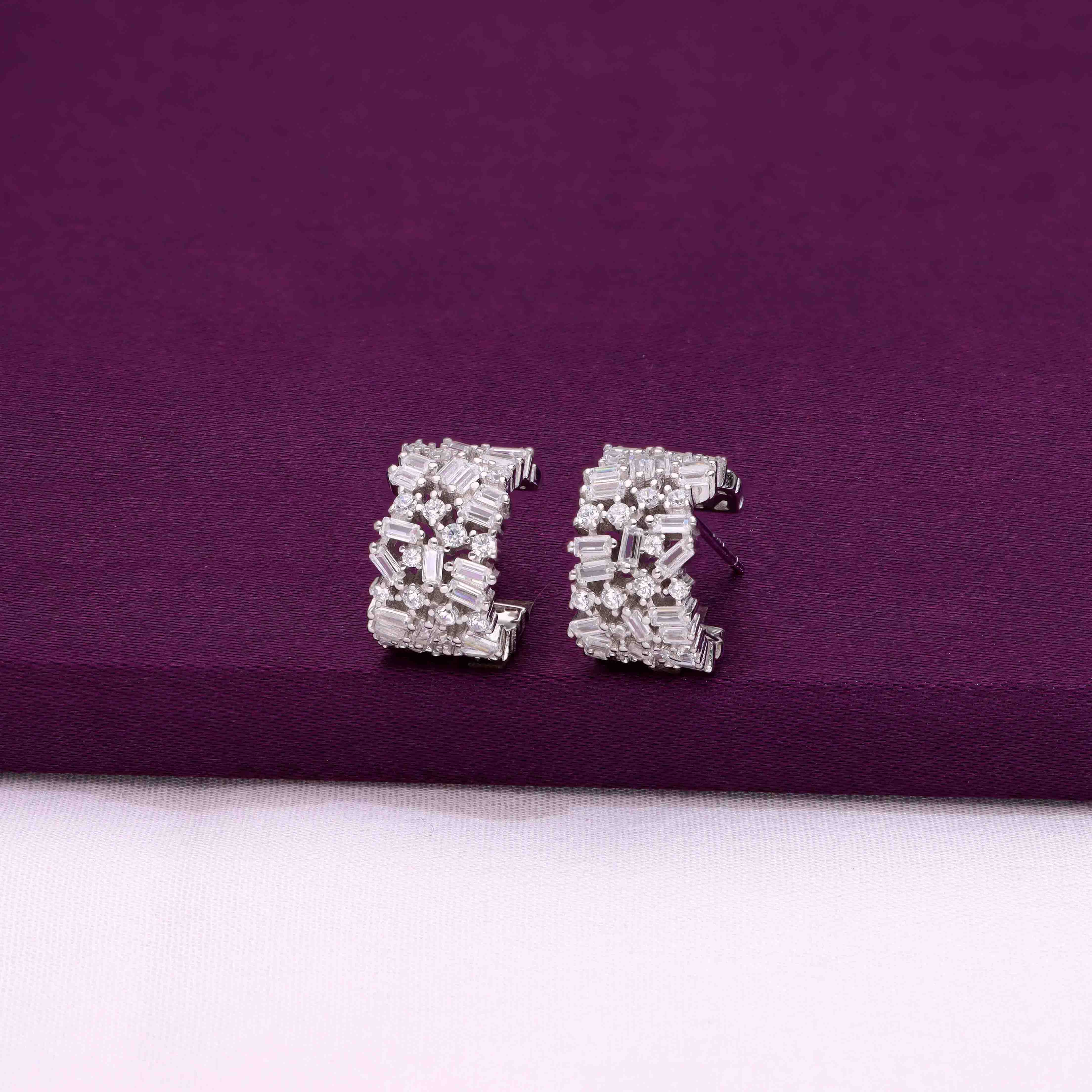 Entwined Intricacy Silver Hoop Earrings - Image 4
