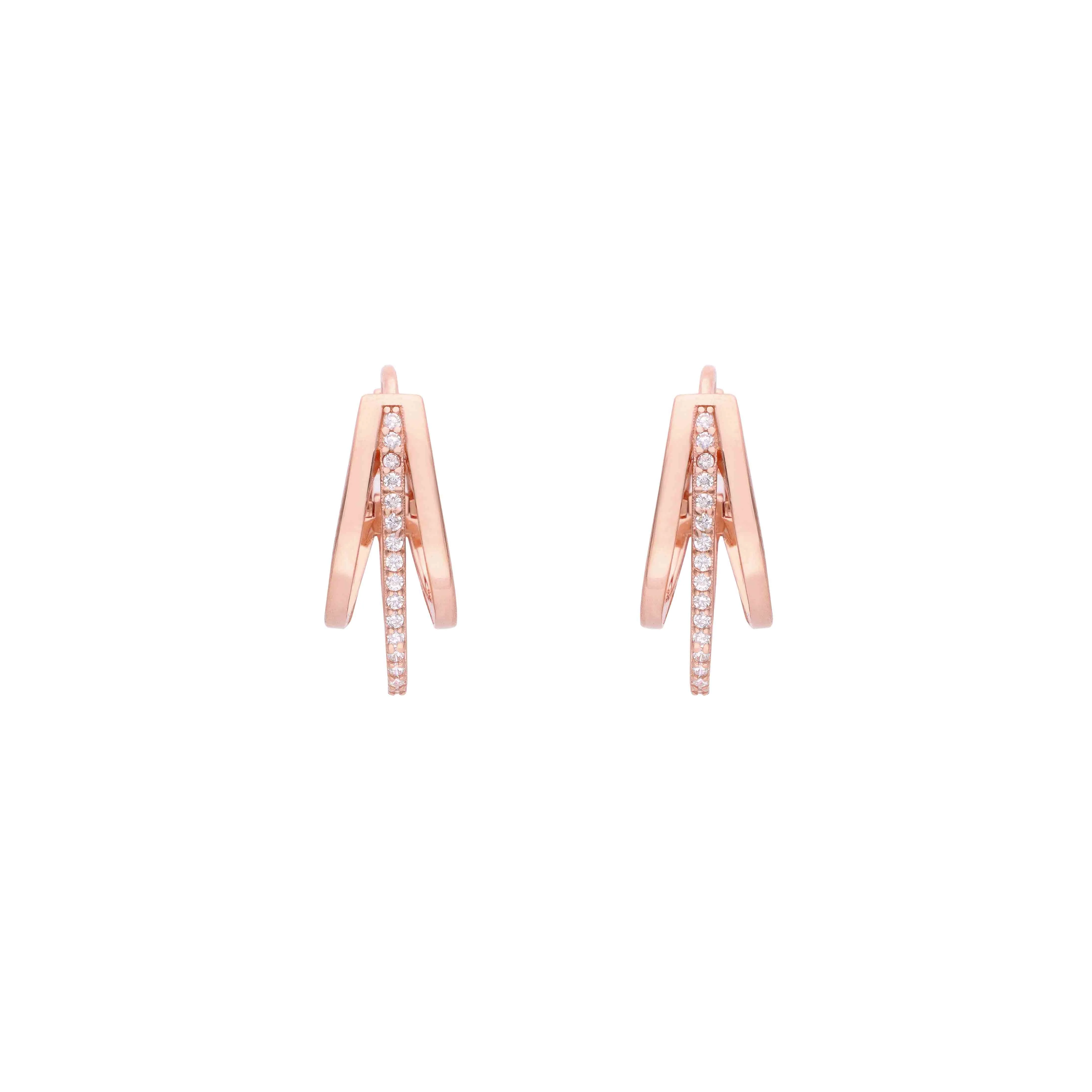 Encrusted U Silver Hoop Earrings - Image 3