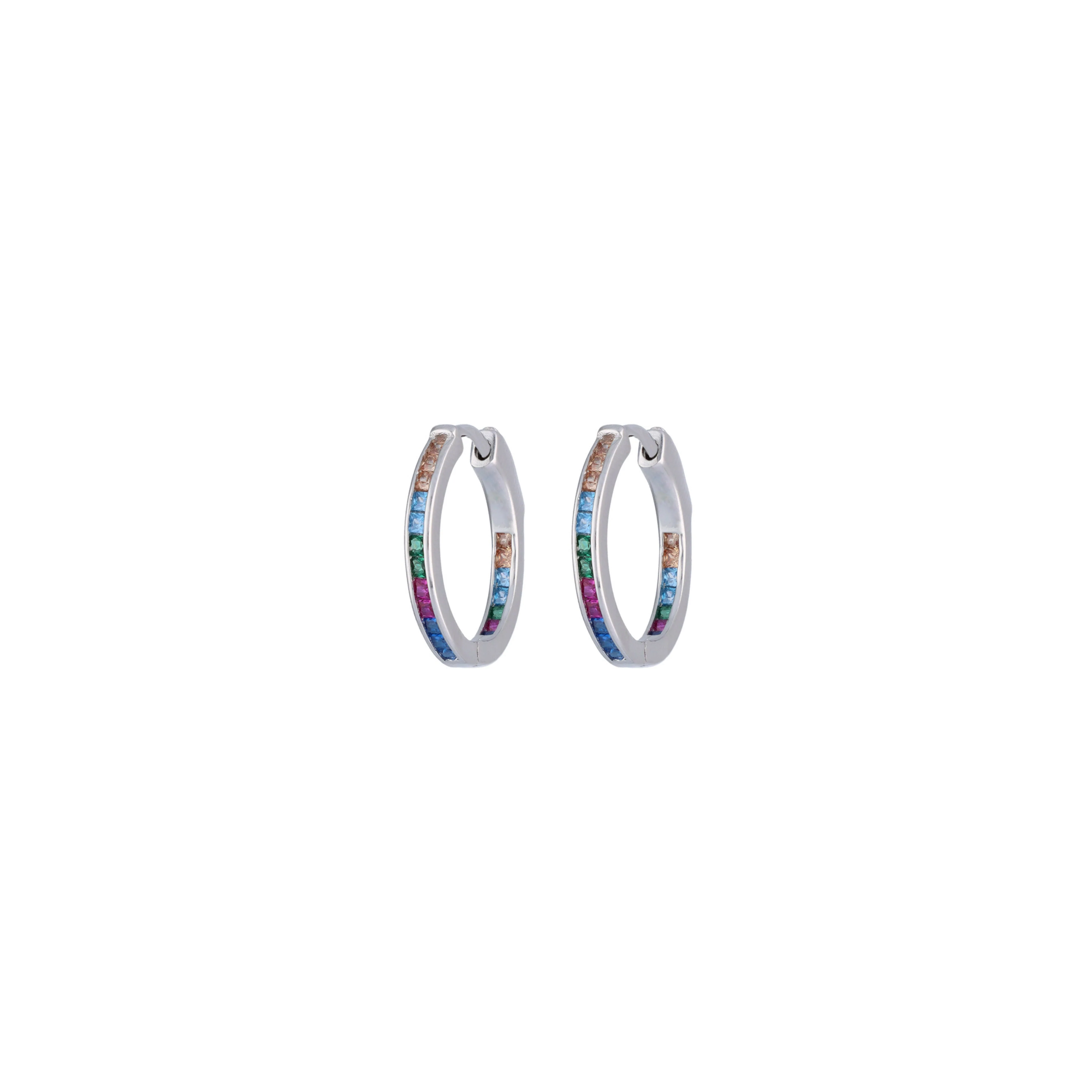 Bejewelled Hues Silver Hoop Earrings - Image 3