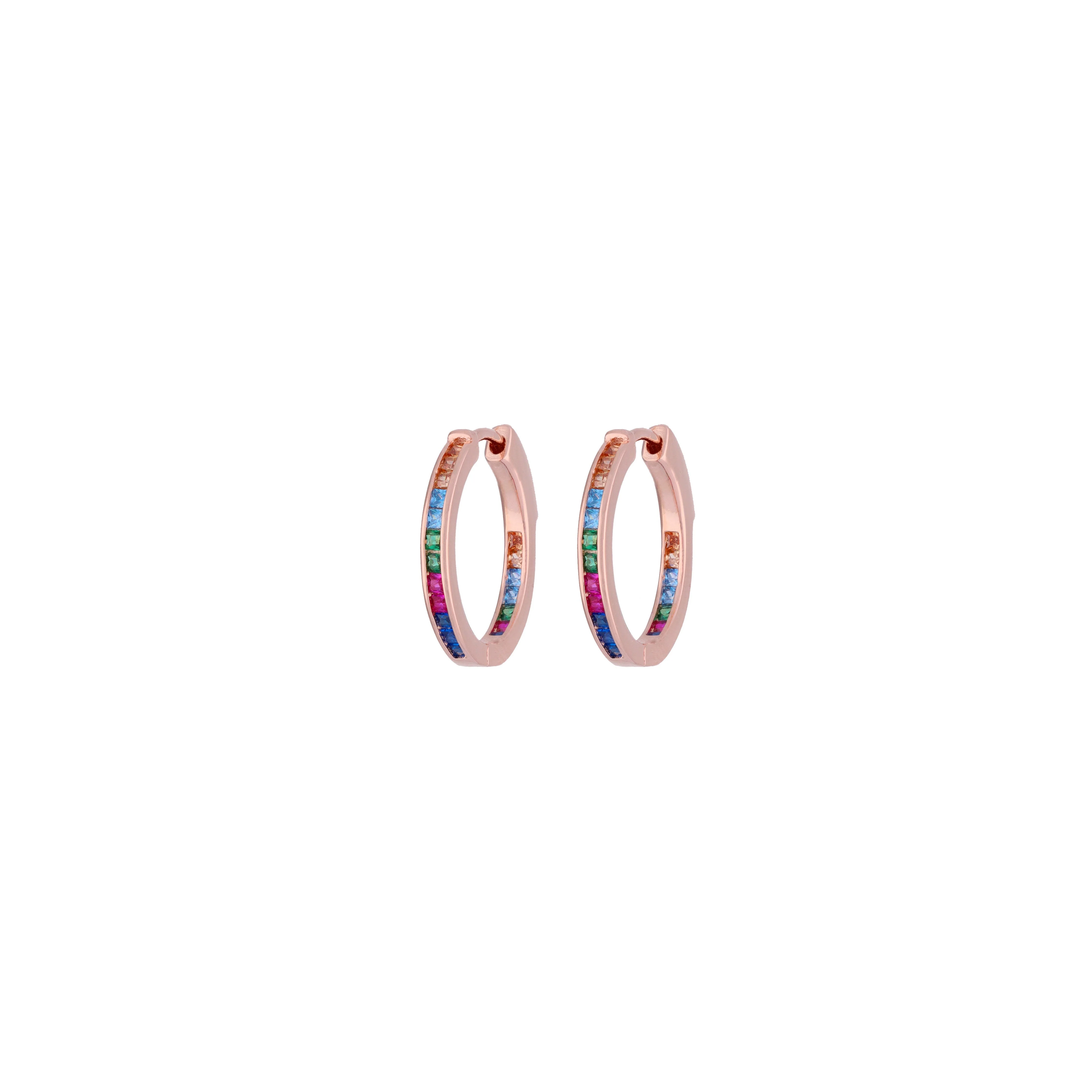 Bejewelled Hues Silver Hoop Earrings - Image 4