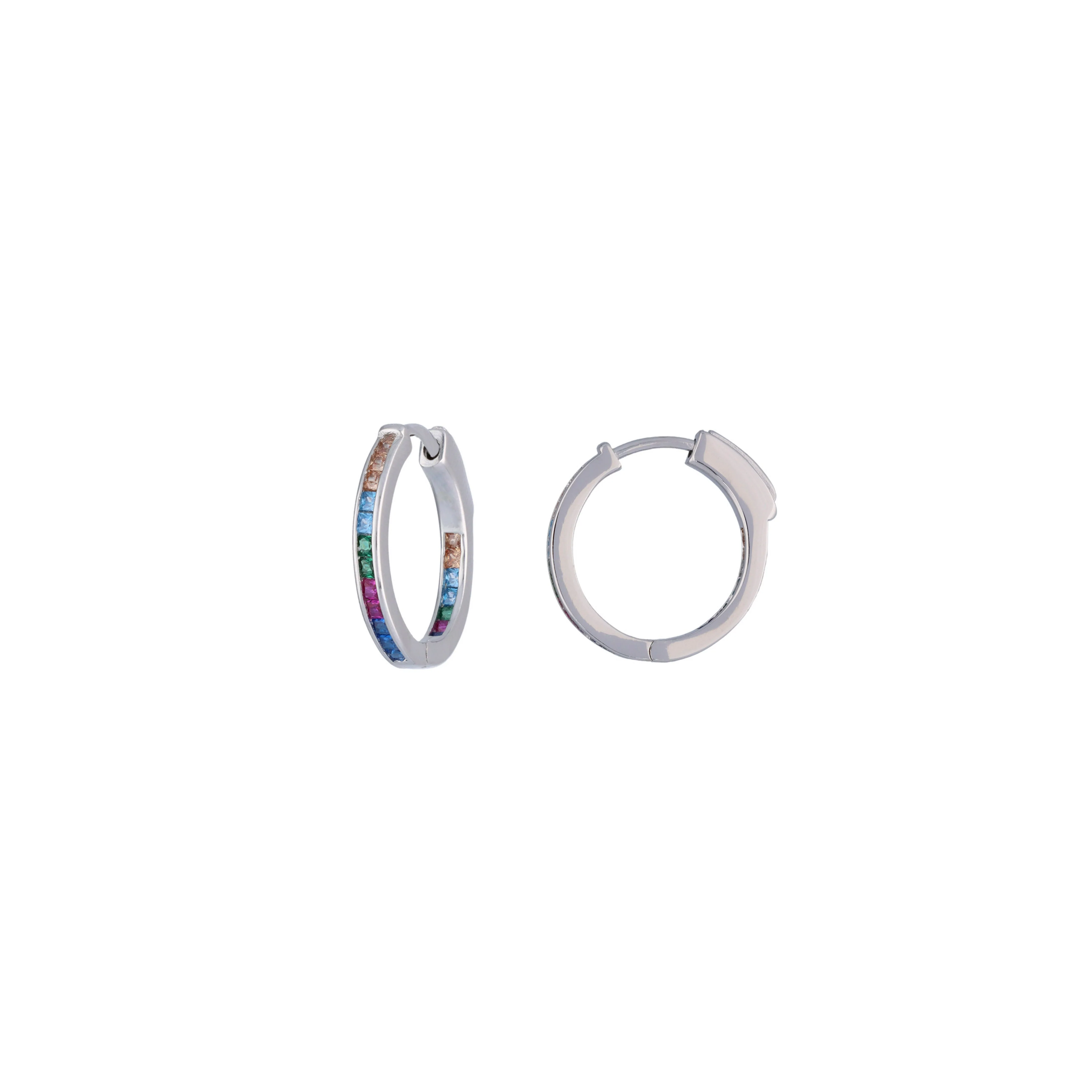 Bejewelled Hues Silver Hoop Earrings - Image 5