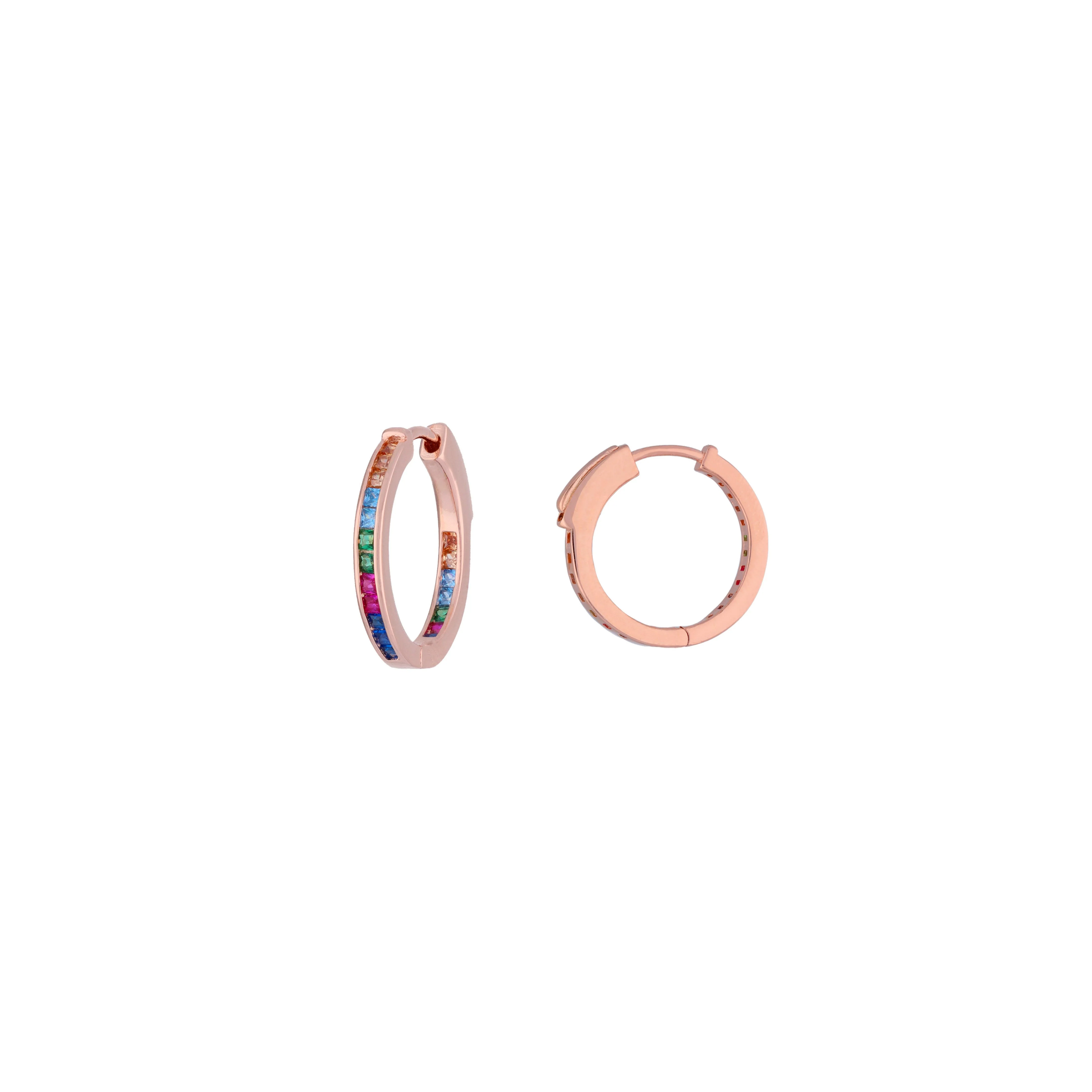 Bejewelled Hues Silver Hoop Earrings - Image 6