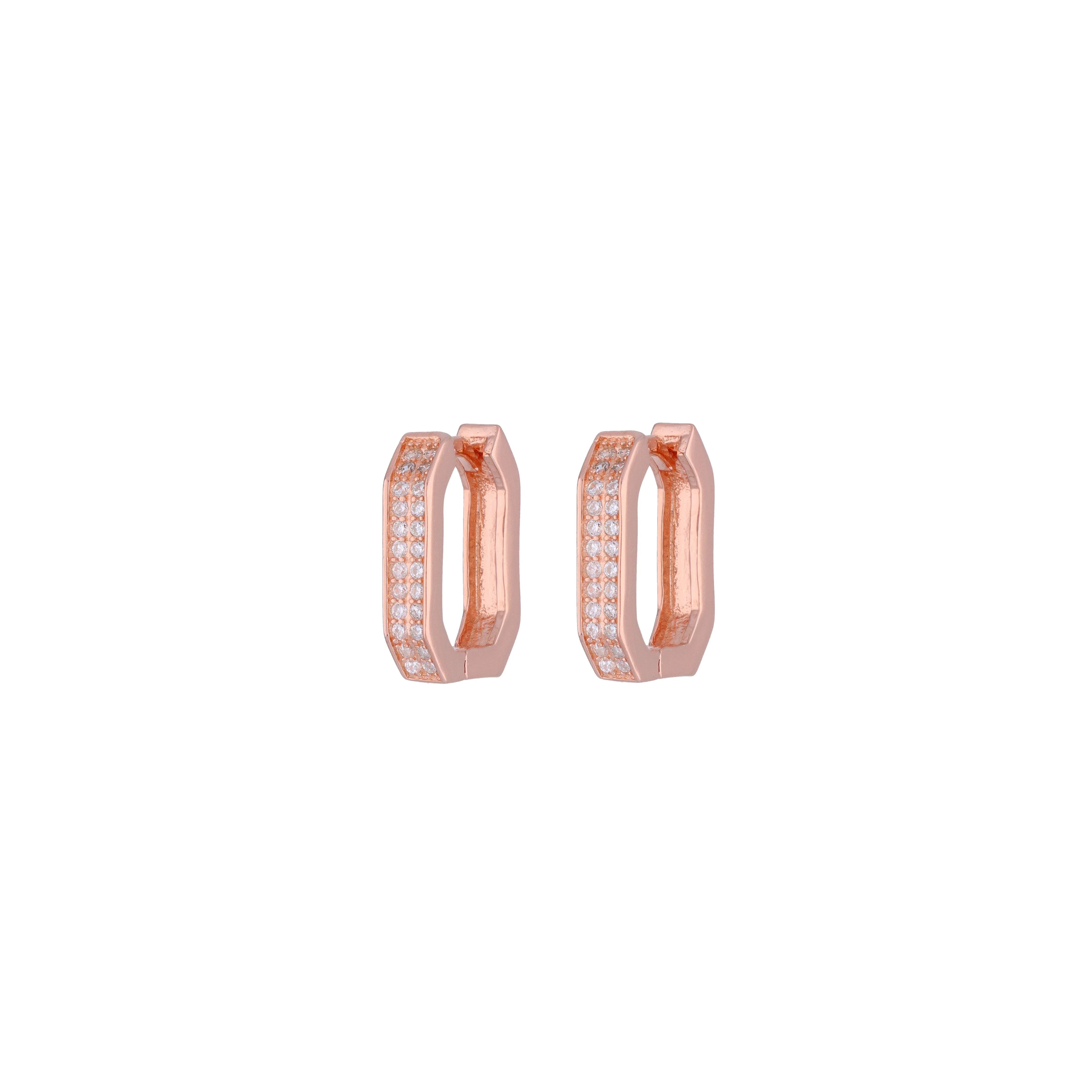 Sparkling Square Silver Hoop Earrings - Image 4