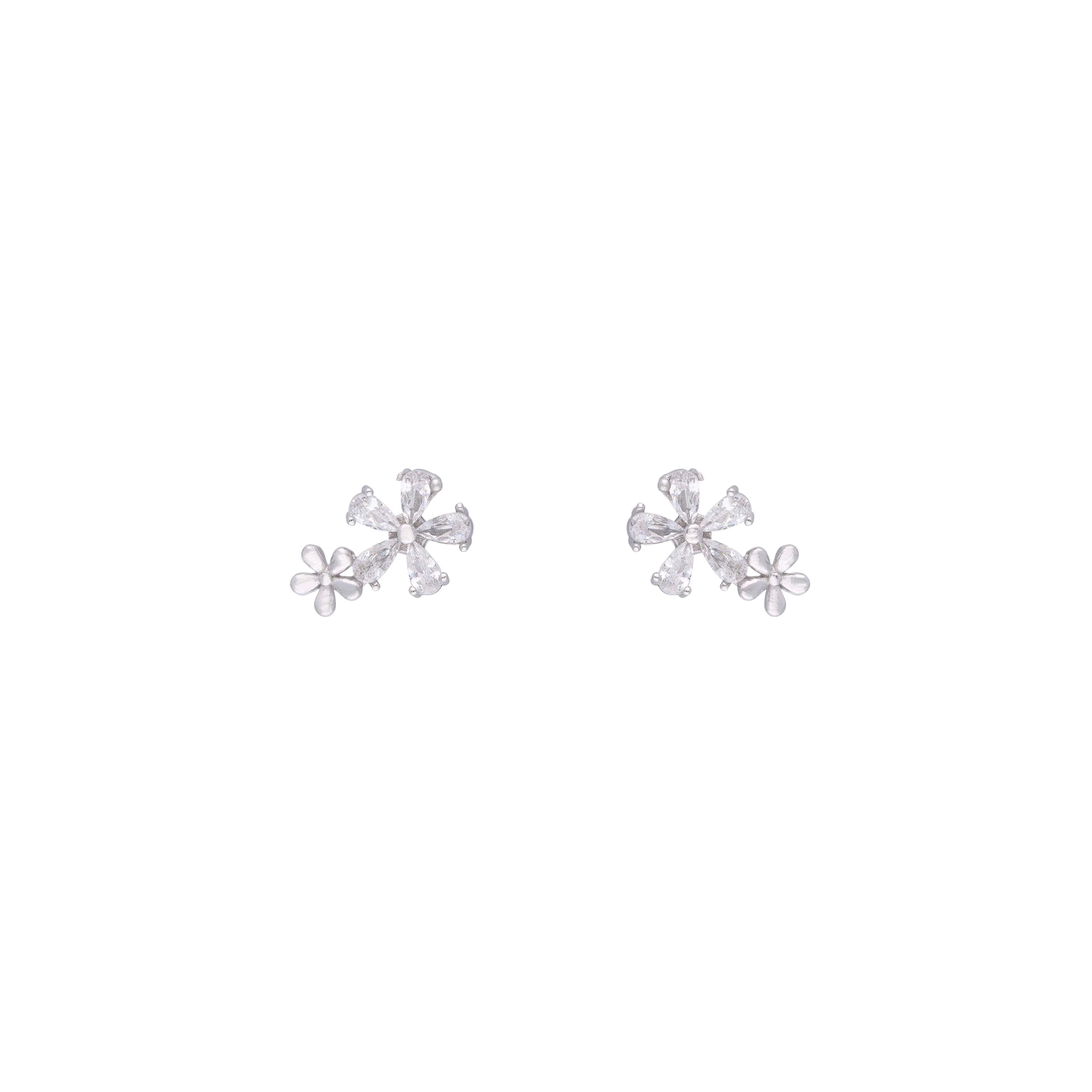 Crystal Flare Casual Silver Studs Earrings - Image 3