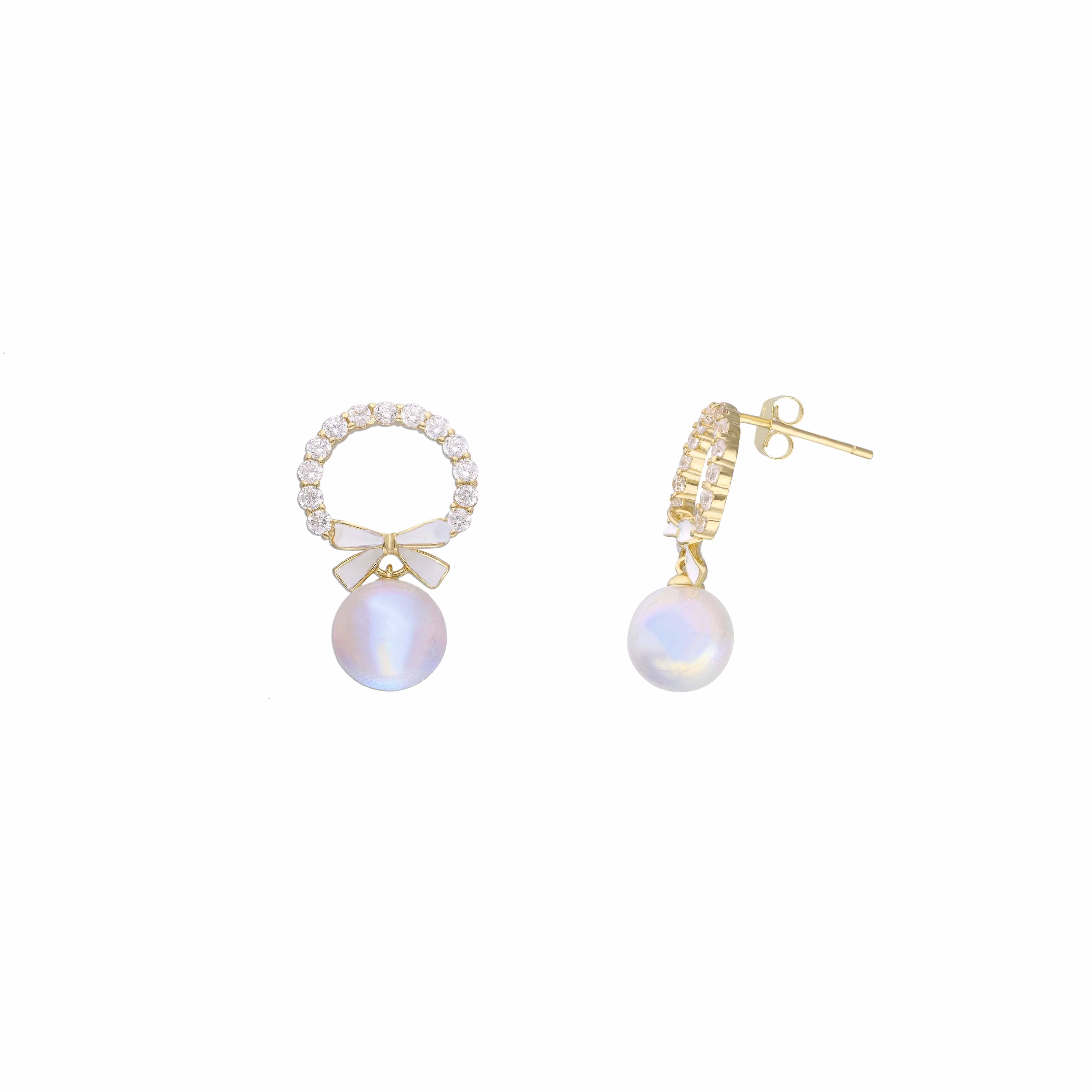 Classy Elegance Pearl Silver Earrings - Image 3