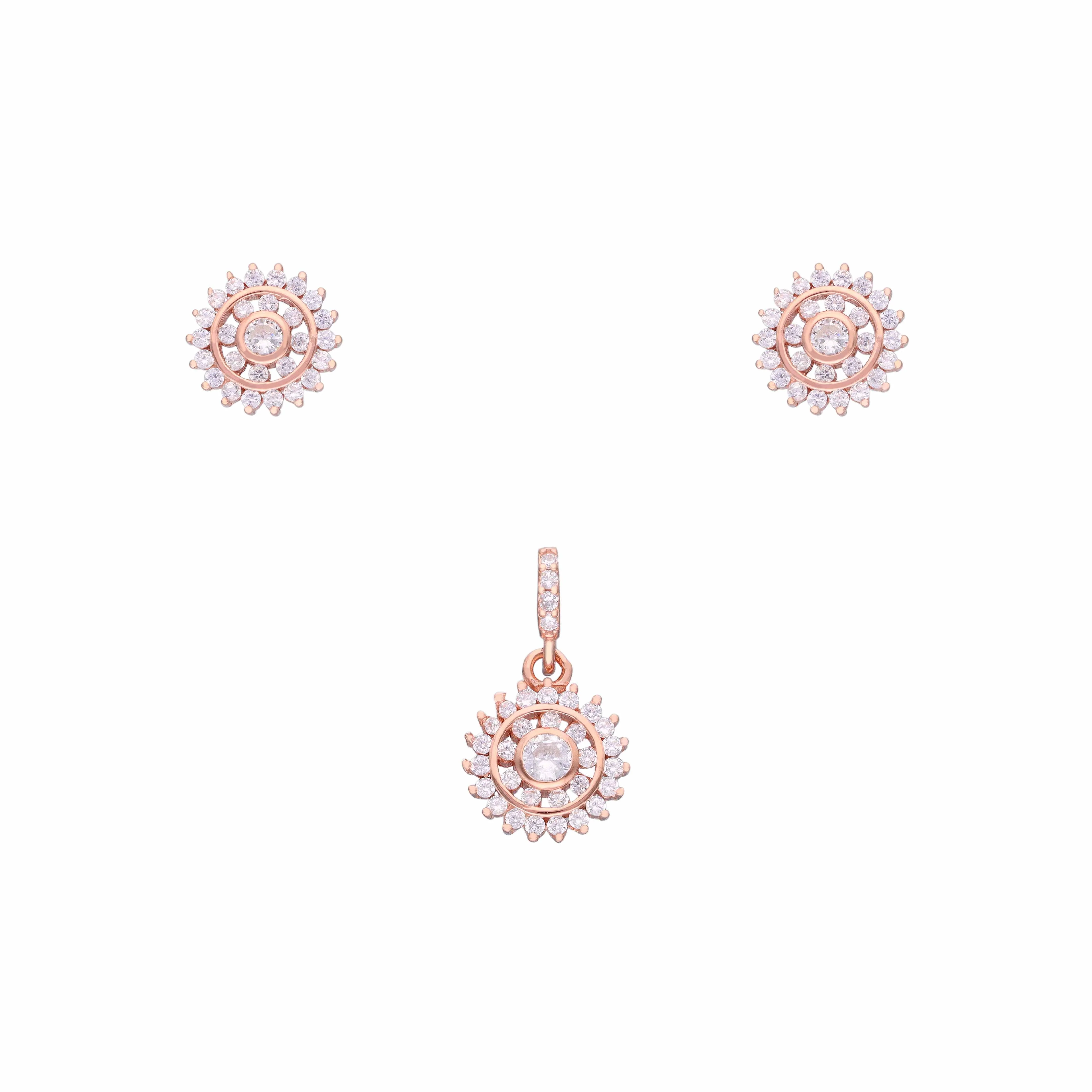 SHINING SUN FLARE ZIRCON SILVER PENDANT & EARRINGS SET - Image 4