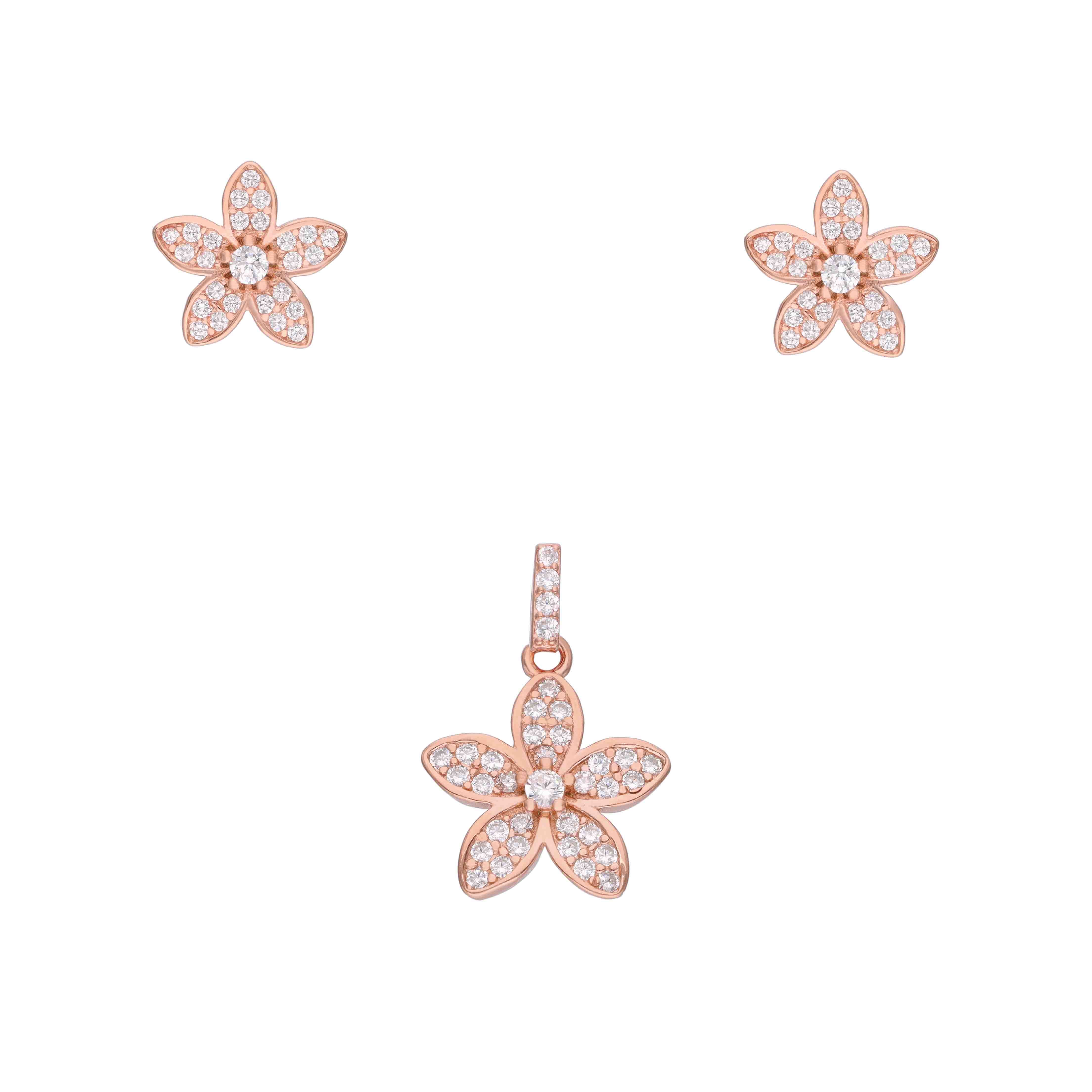 Sparkling Saga Zircon Silver Pendant & Earrings Set - Image 4