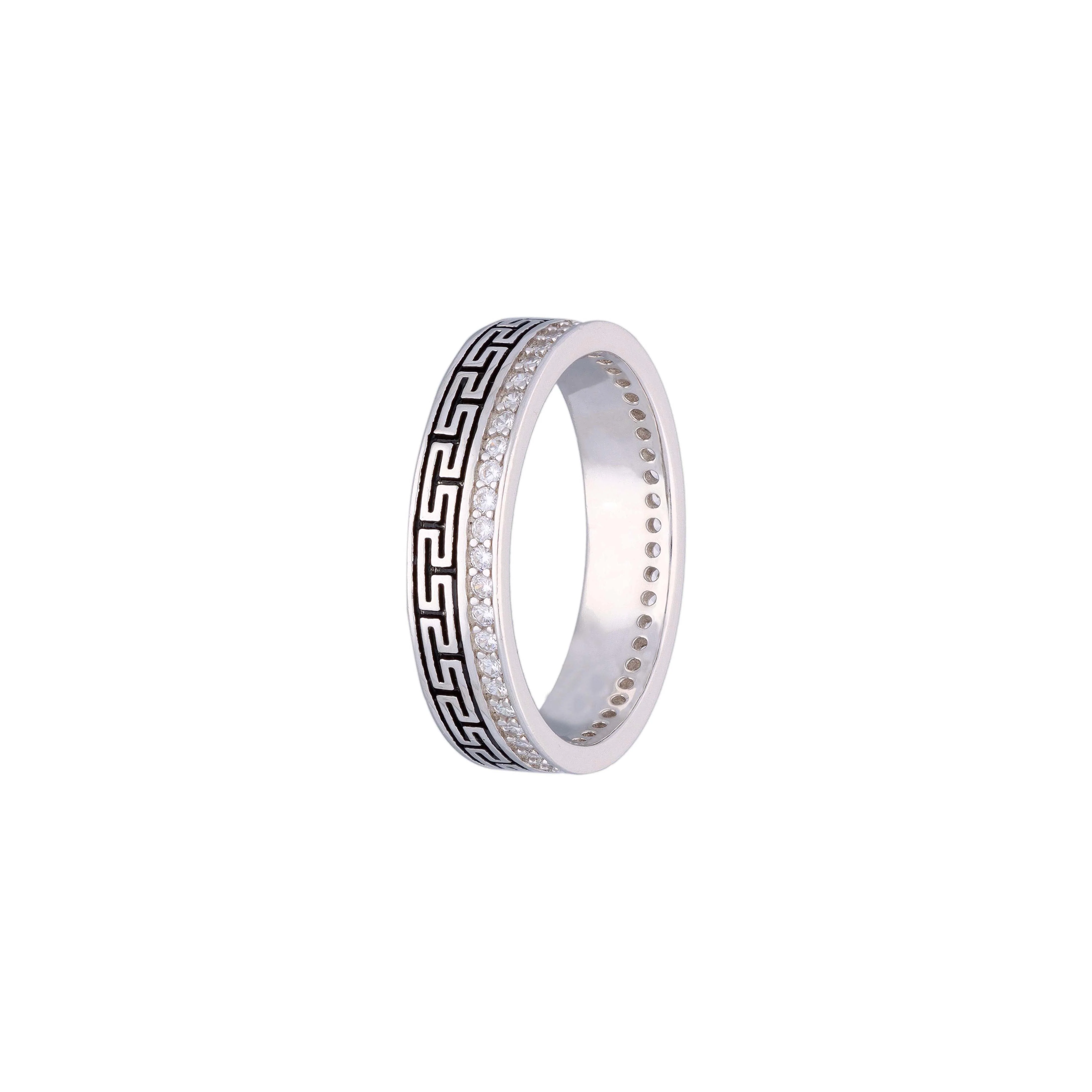 Men’s Dual Designed Zircon Silver Band - Image 3