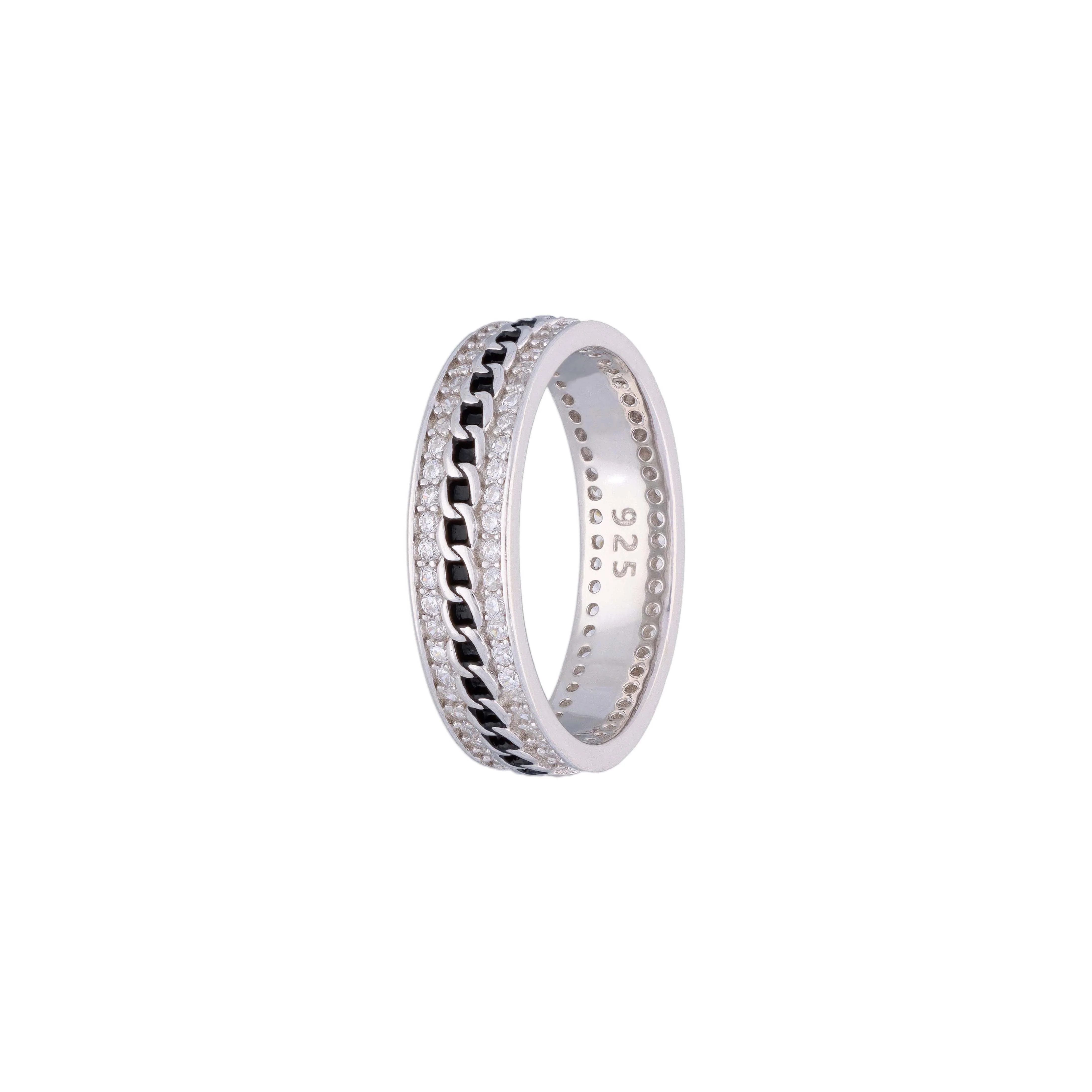 Men’s Zircon Studded Silver Band - Image 3