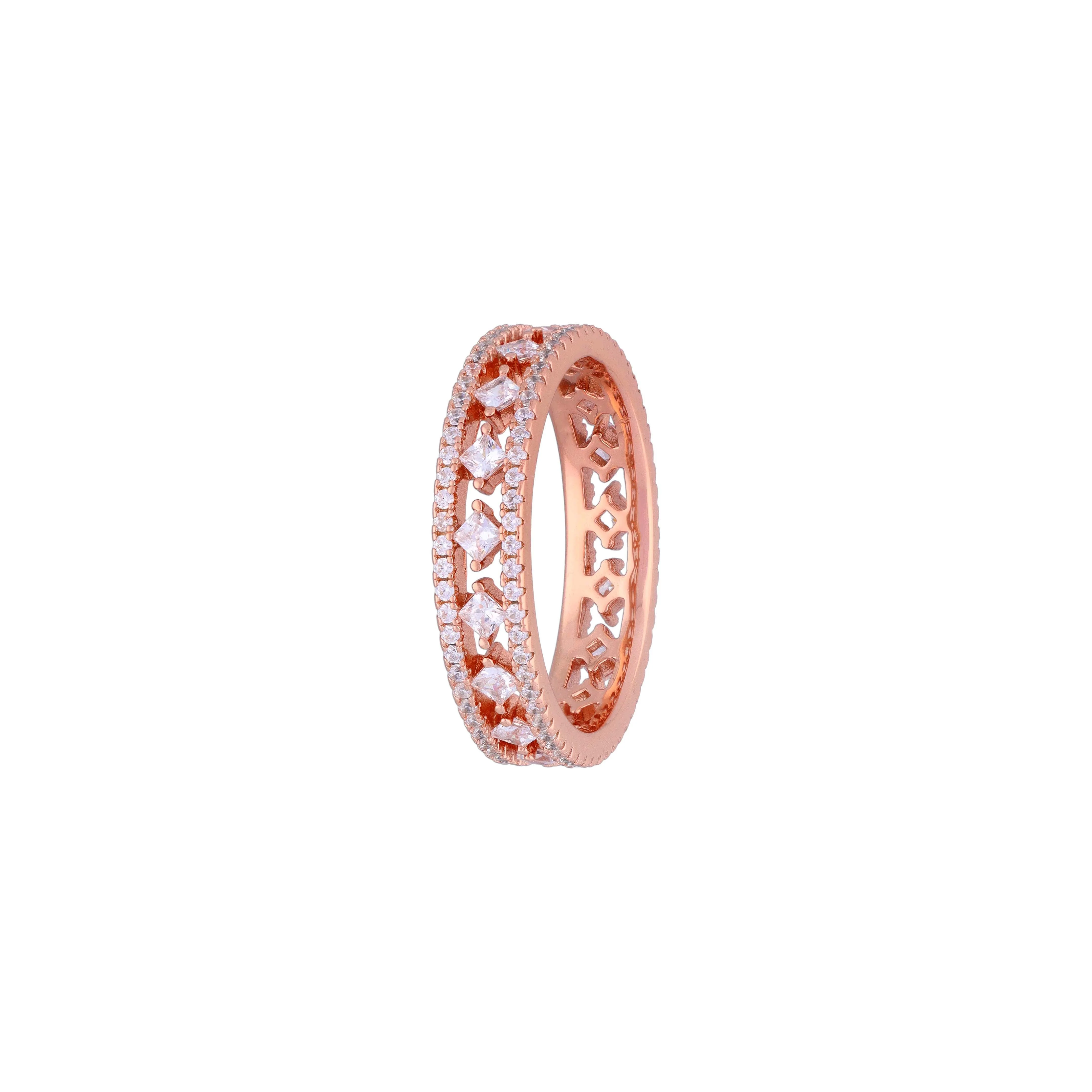 Round Cut Zircon Diamond Band Silver Ring - Image 7