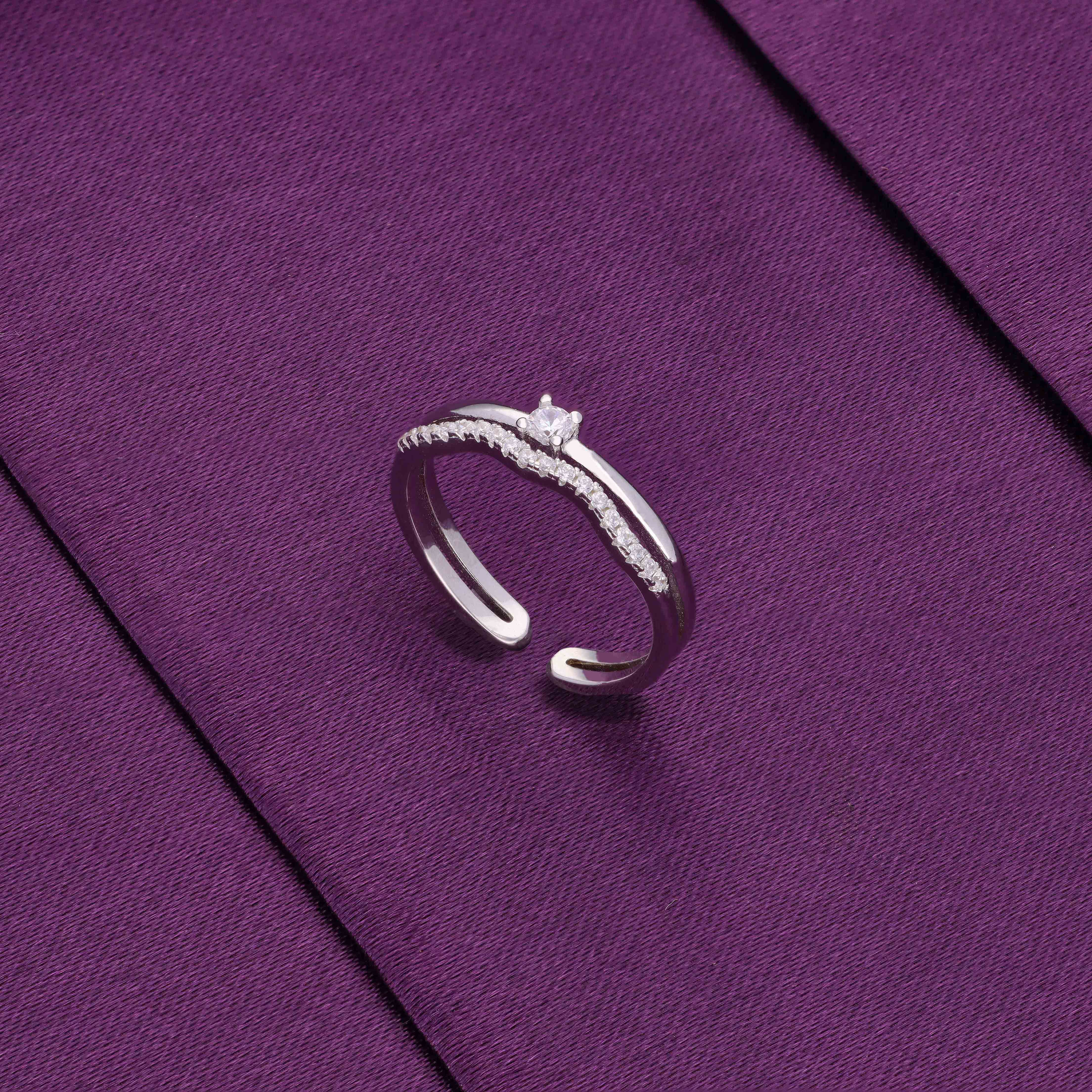 Stylish Layered Strings Silver Minimal Ring - Image 3