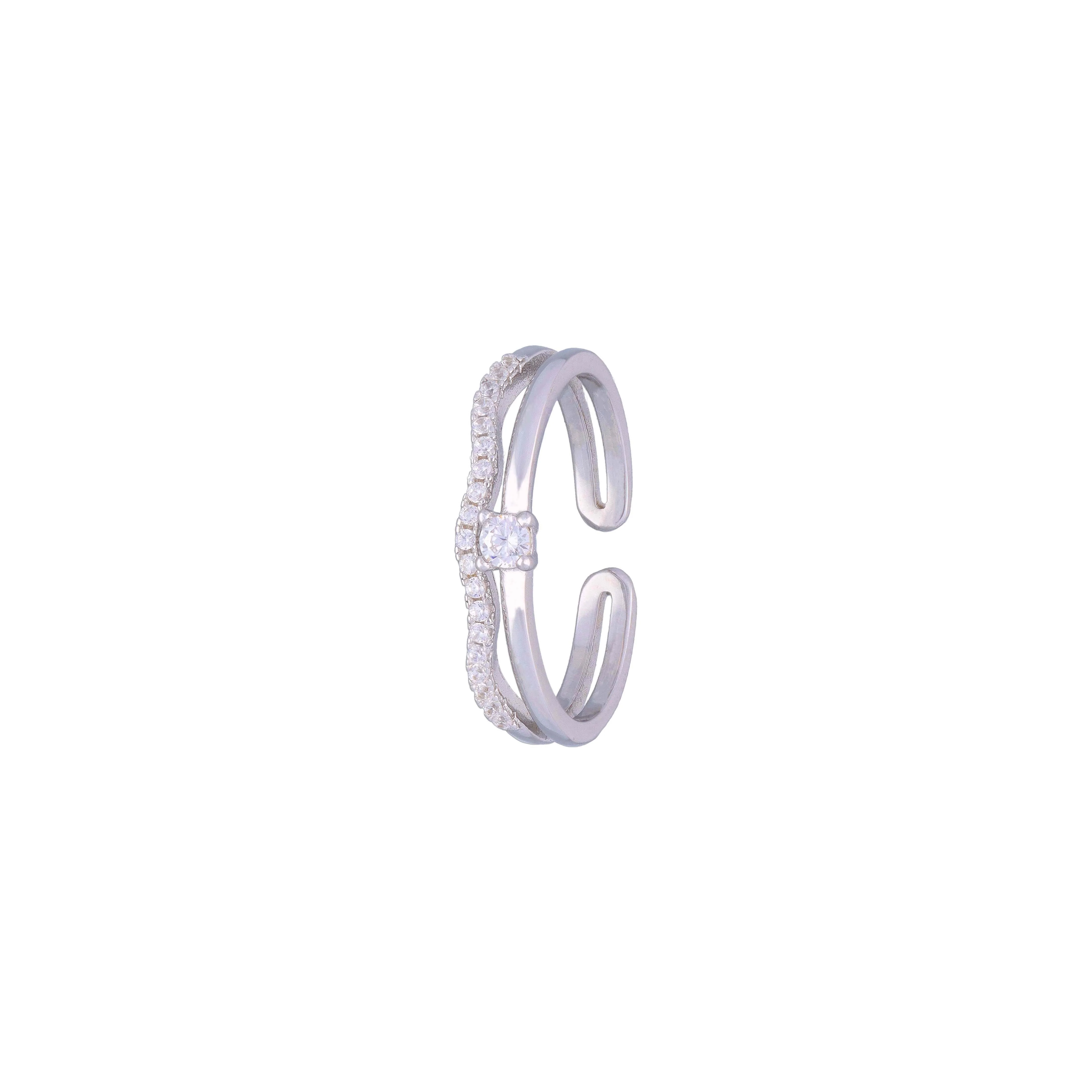 Stylish Layered Strings Silver Minimal Ring - Image 5