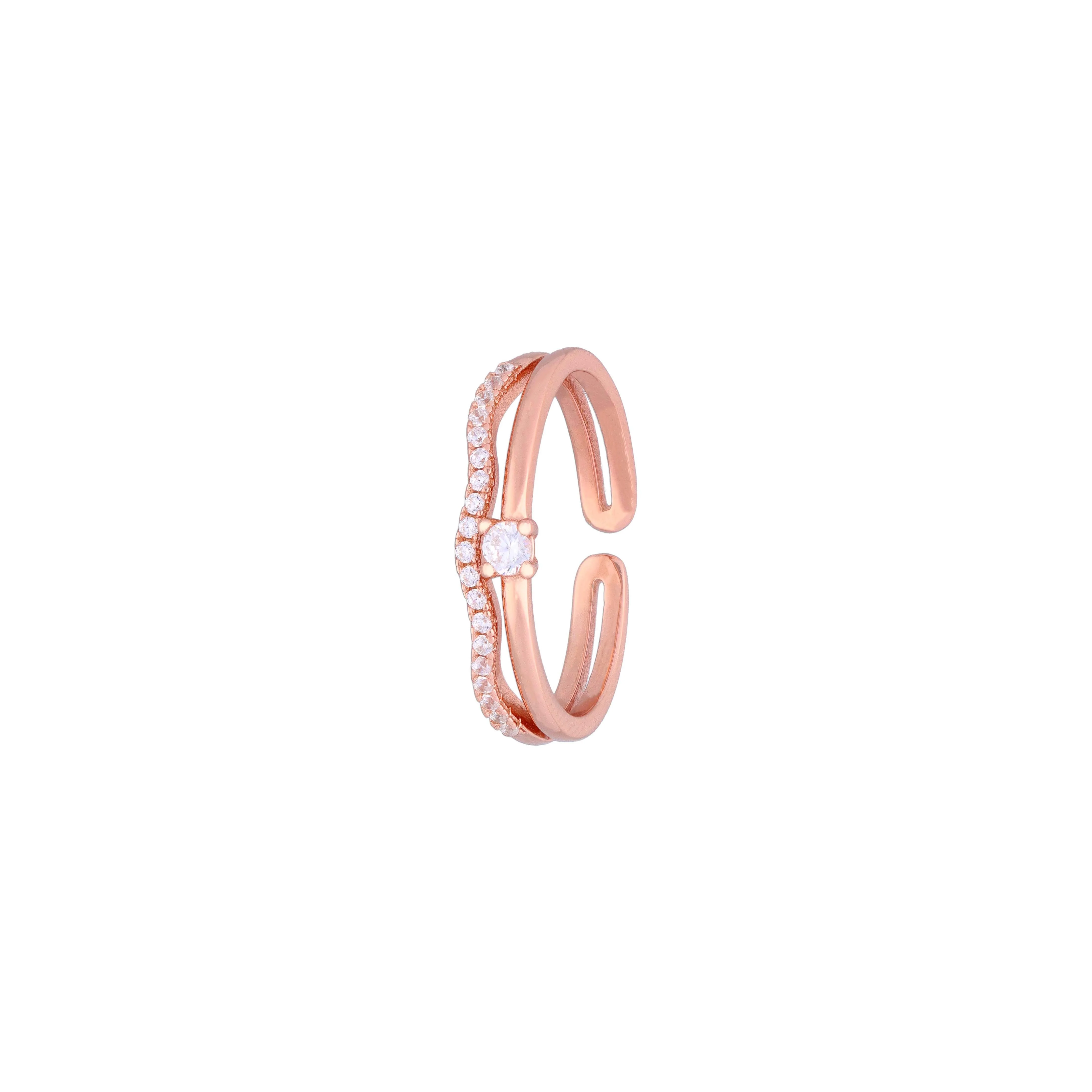 Stylish Layered Strings Silver Minimal Ring - Image 6