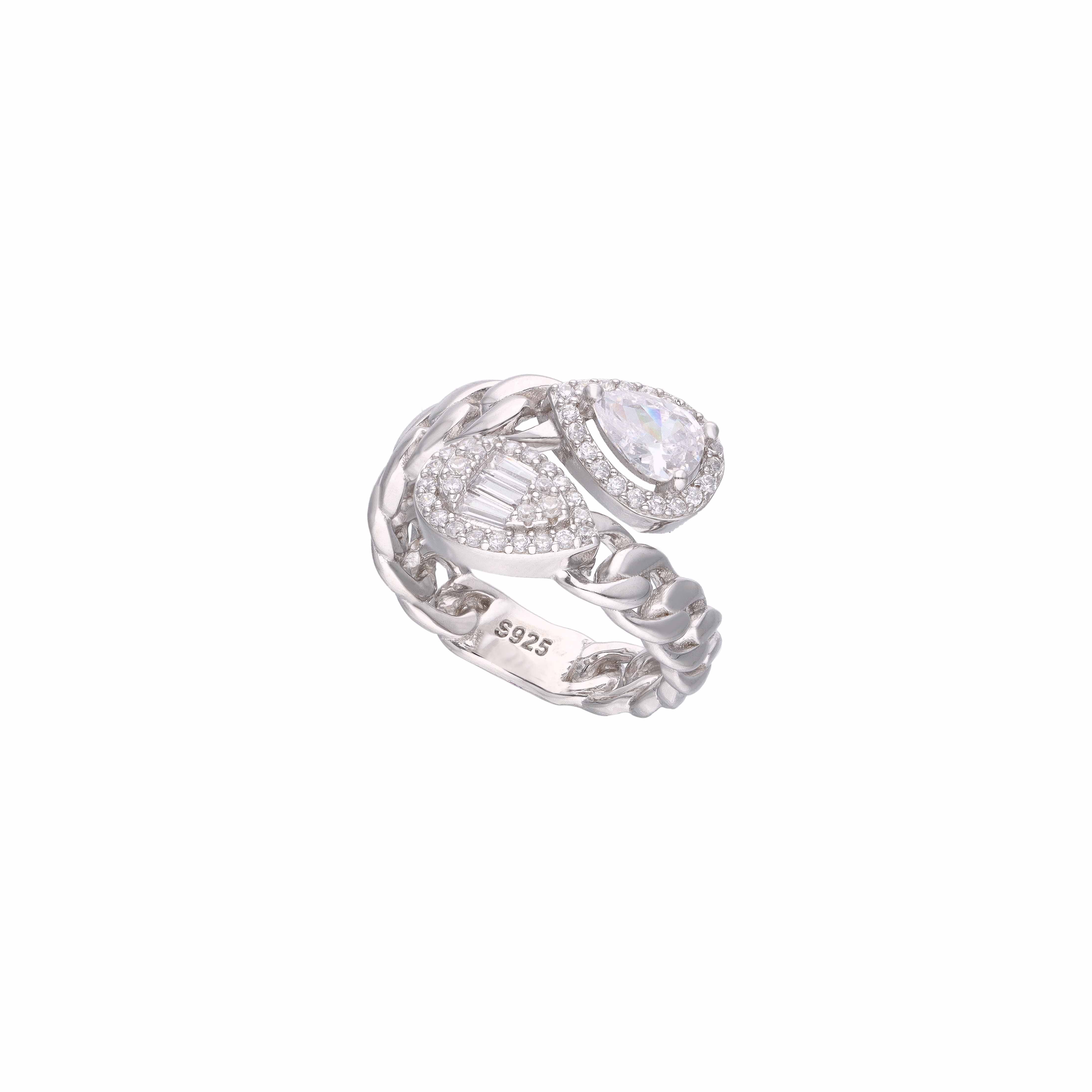 Crystal Teardrop Silver Minimal Ring - Image 3