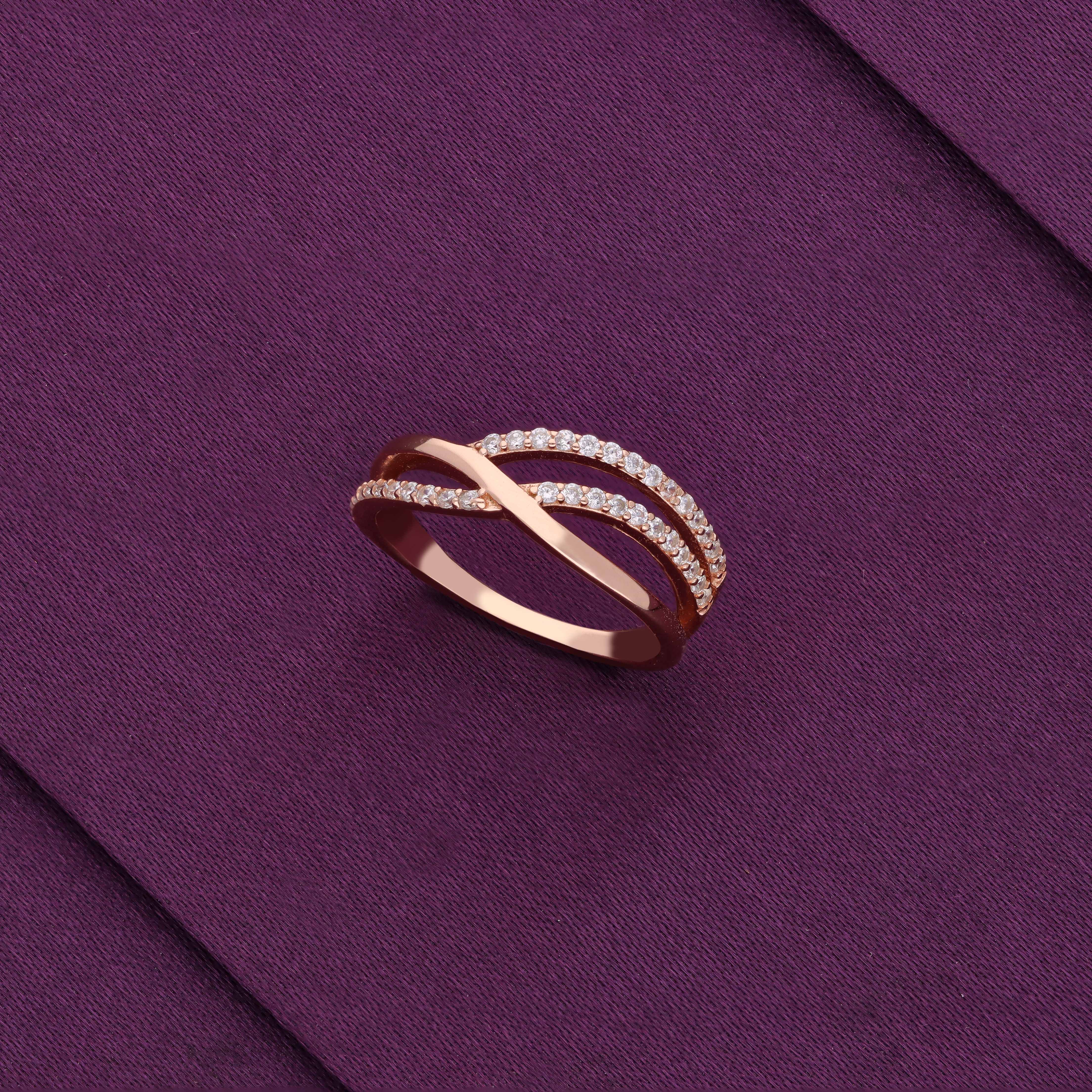 Sparkling Swirl Zircon Silver Minimal Ring - Image 4