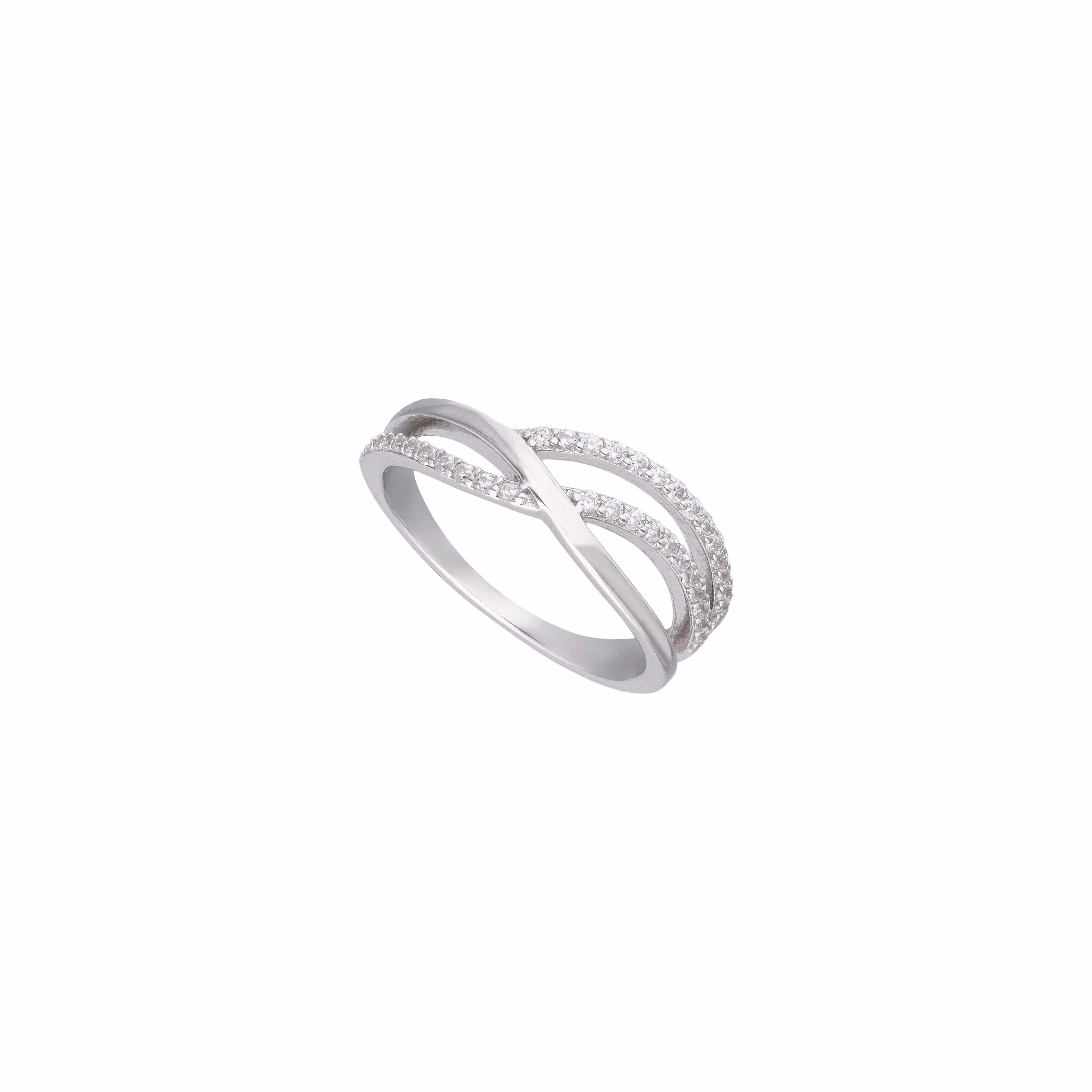 Sparkling Swirl Zircon Silver Minimal Ring - Image 5