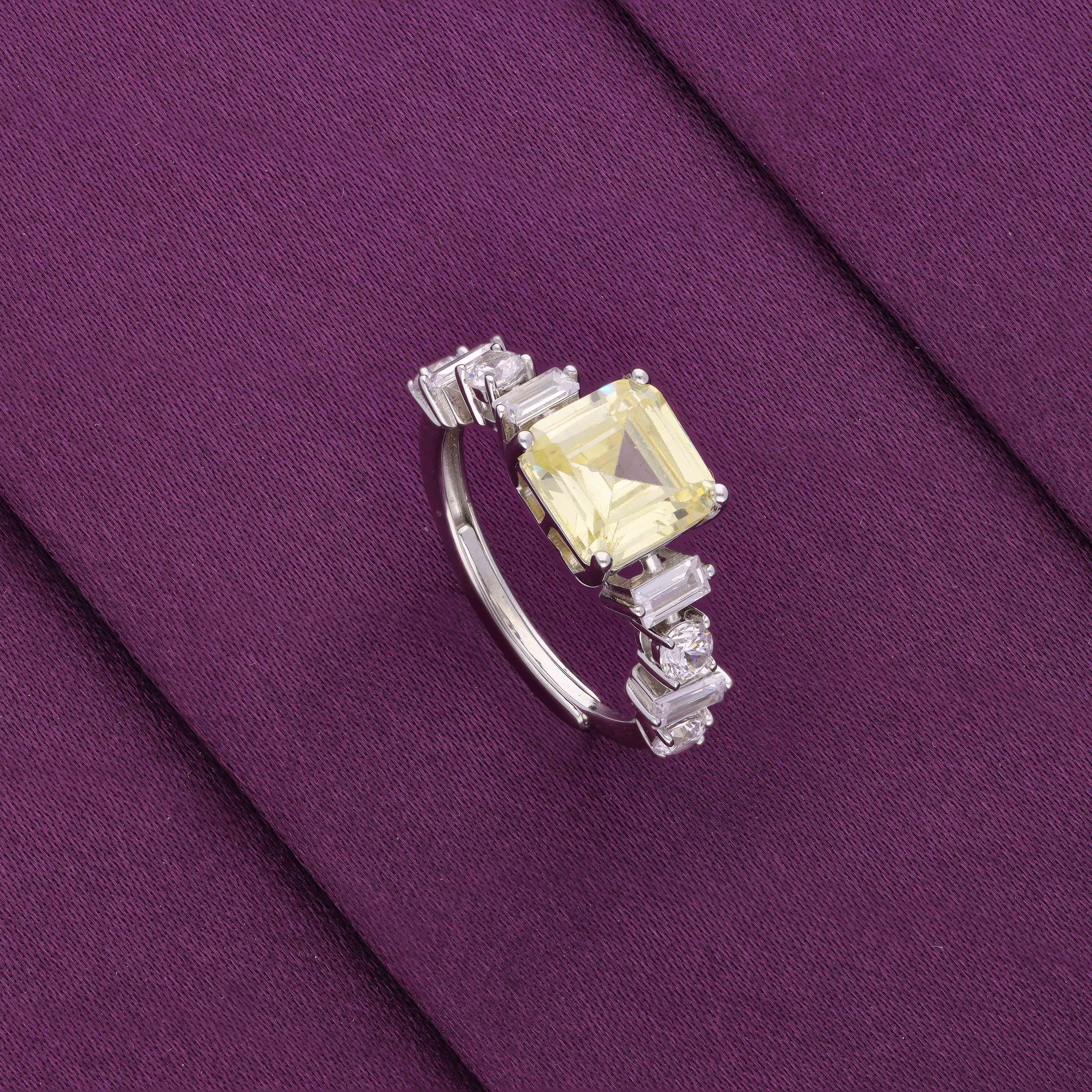 Classic Square Solitaire Statement Silver Ring - Image 7
