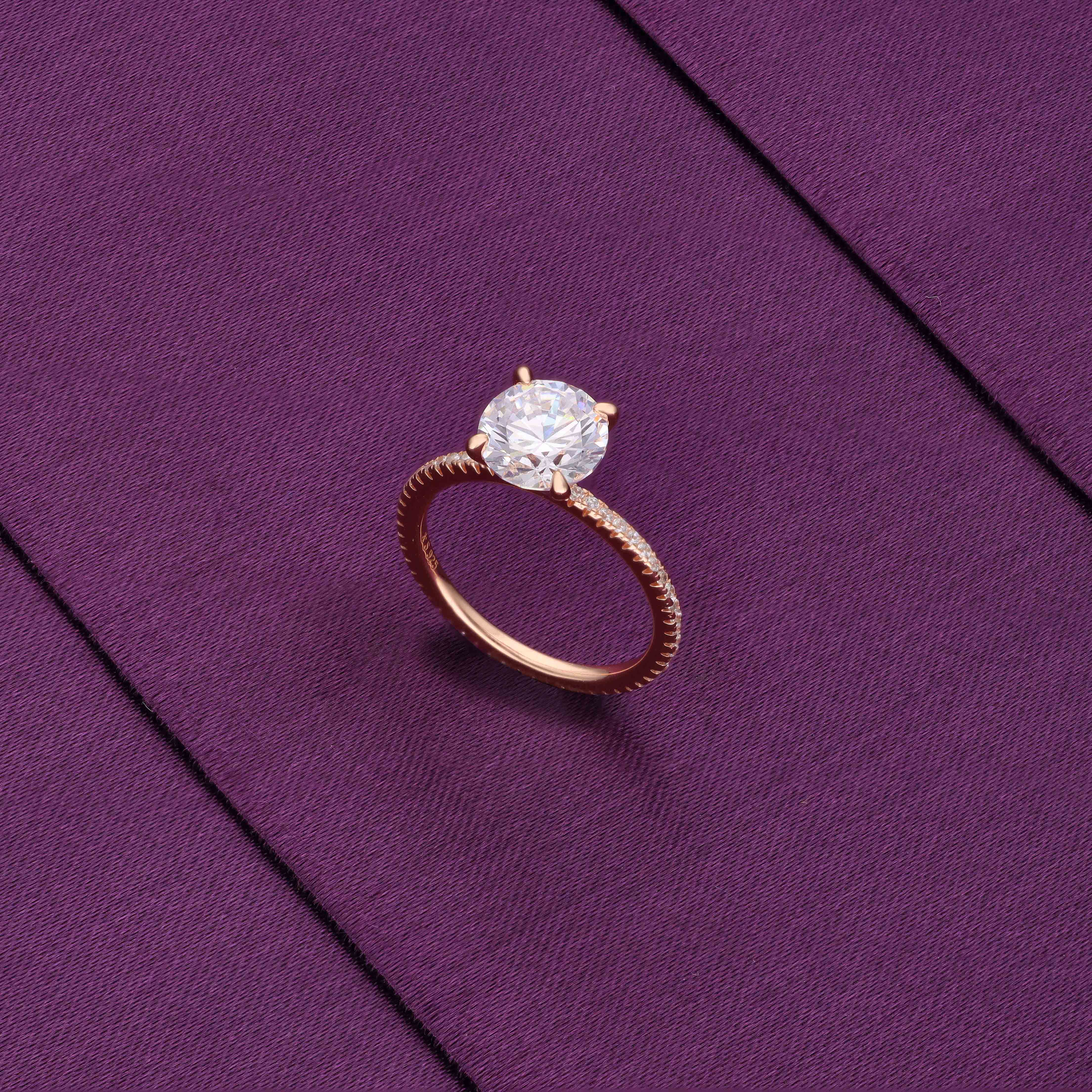 Round-cut Solitaire Zircon Studded Silver Ring - Image 4