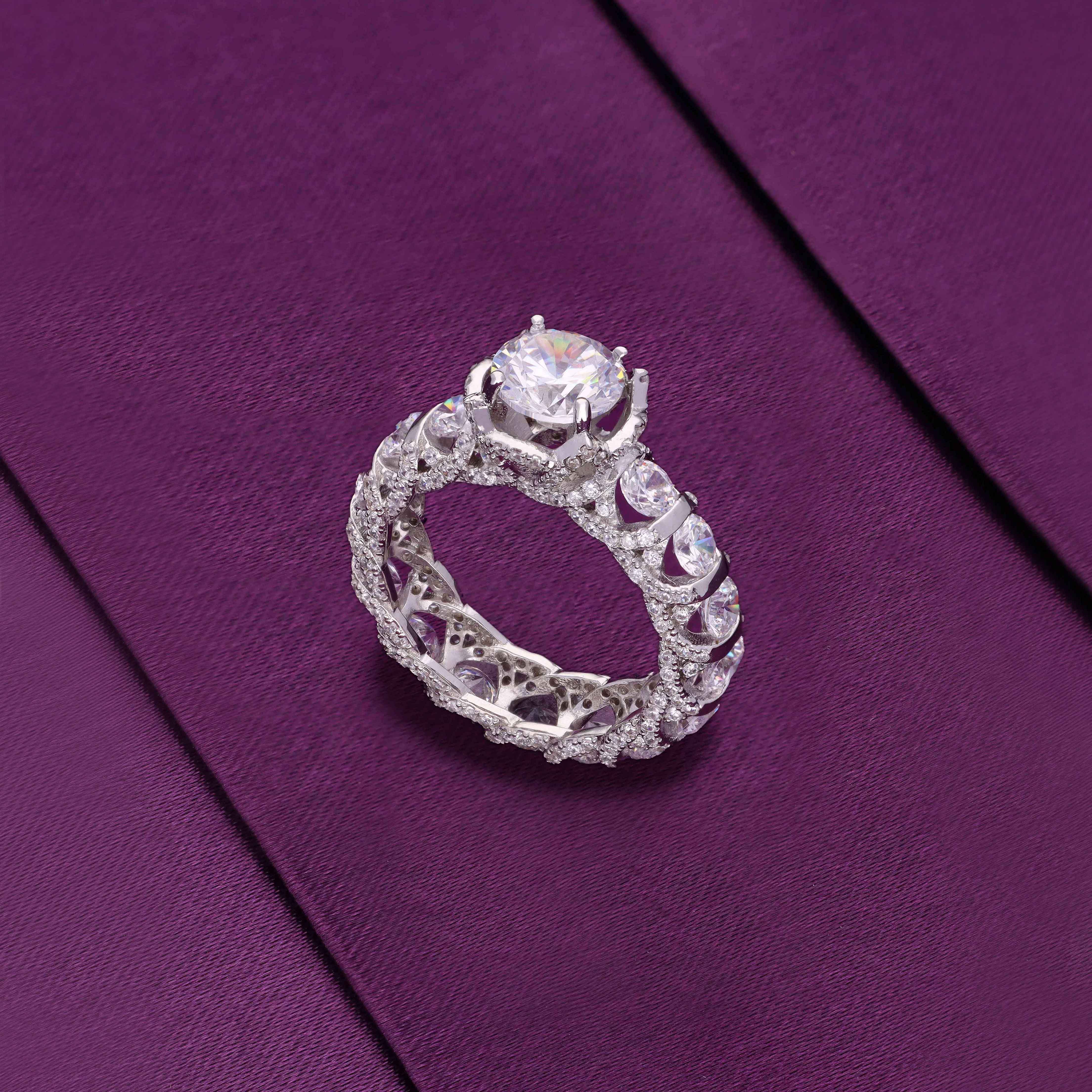 Classic Bond of Love Solitaire Silver Ring - Image 4