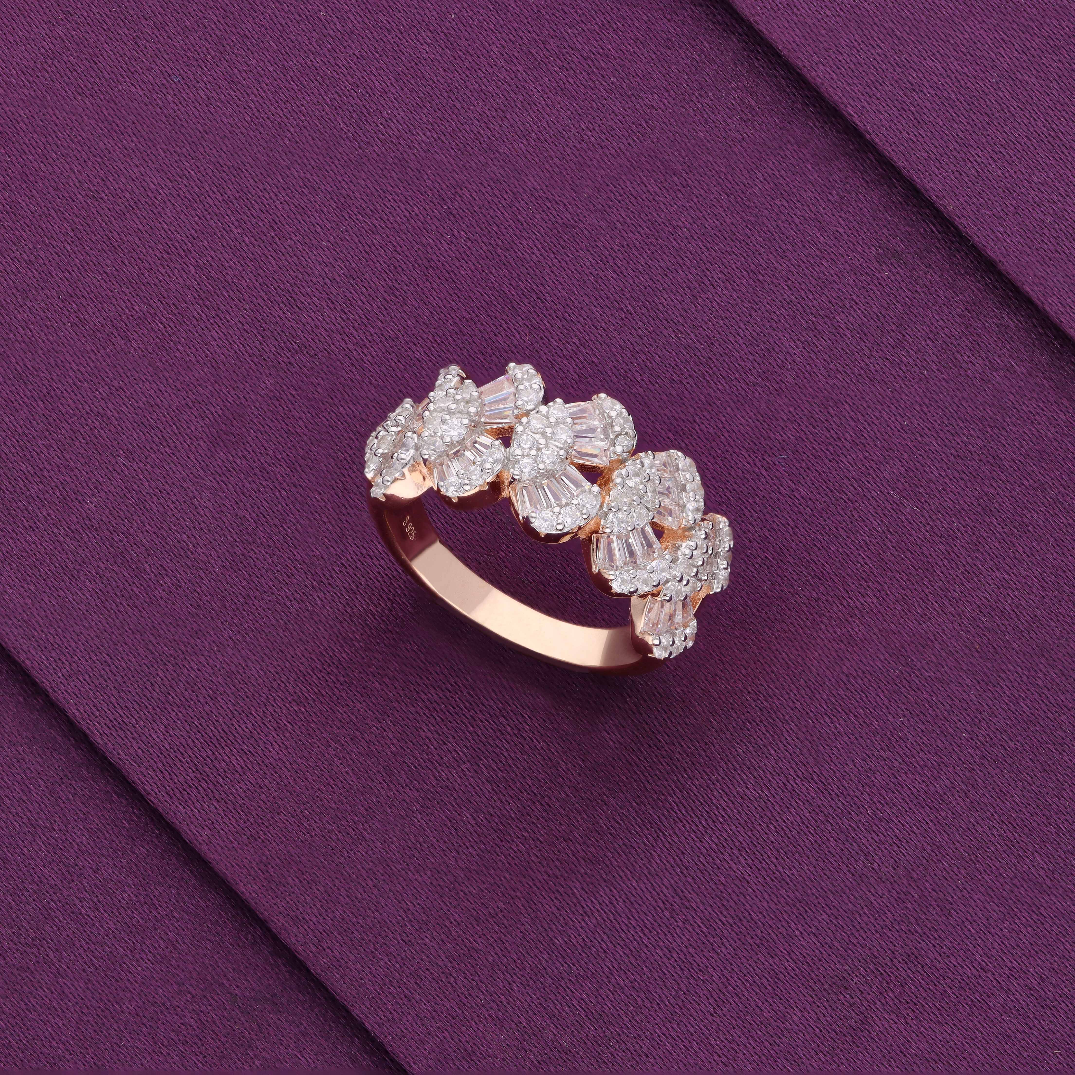 Chic Baguette-cut Zircon Studded Statement Silver Ring - Image 4