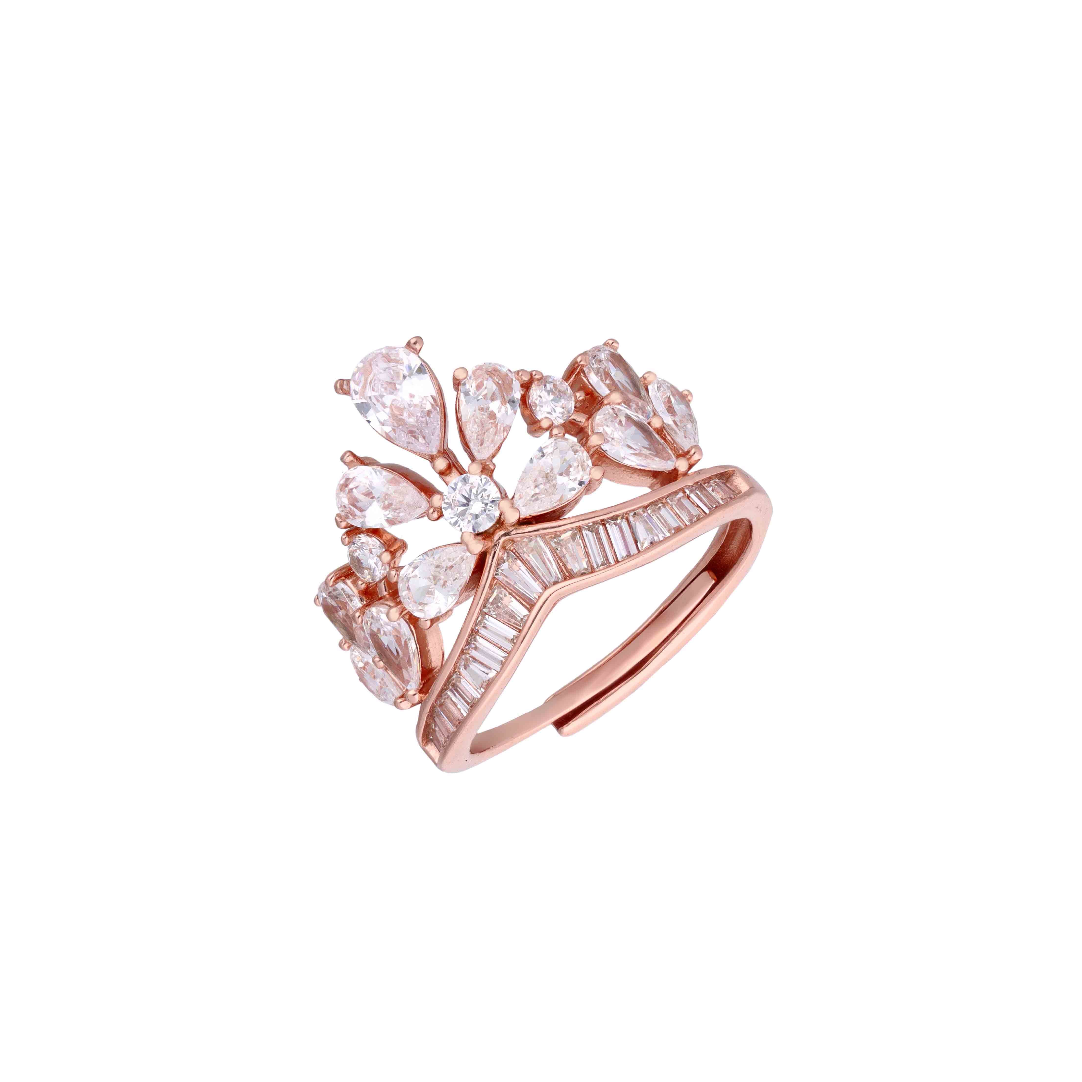 Statement Crown Zircon Studded Silver Ring - Image 7
