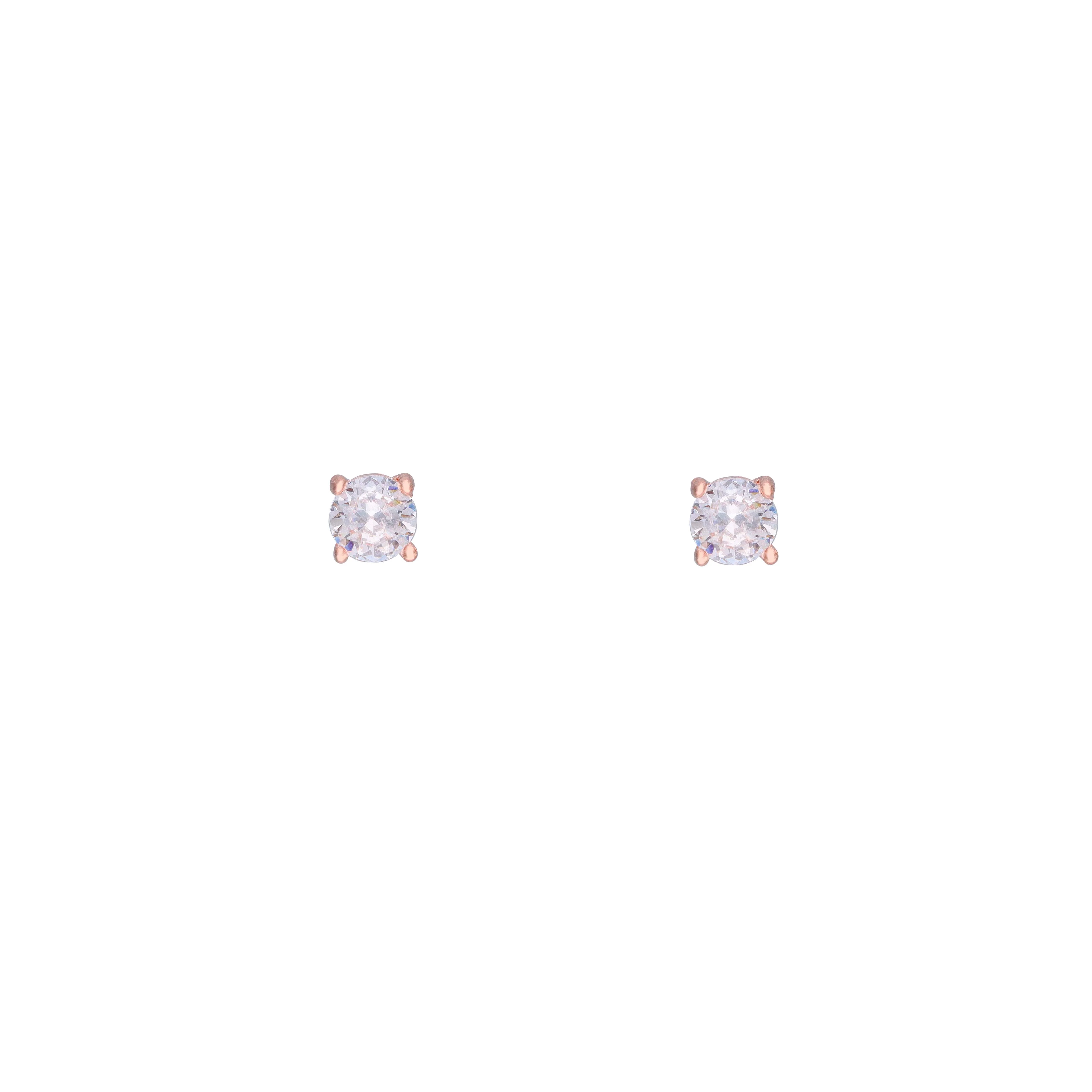Single Solitaire Zircon Casual Silver Studs Earrings - Image 4