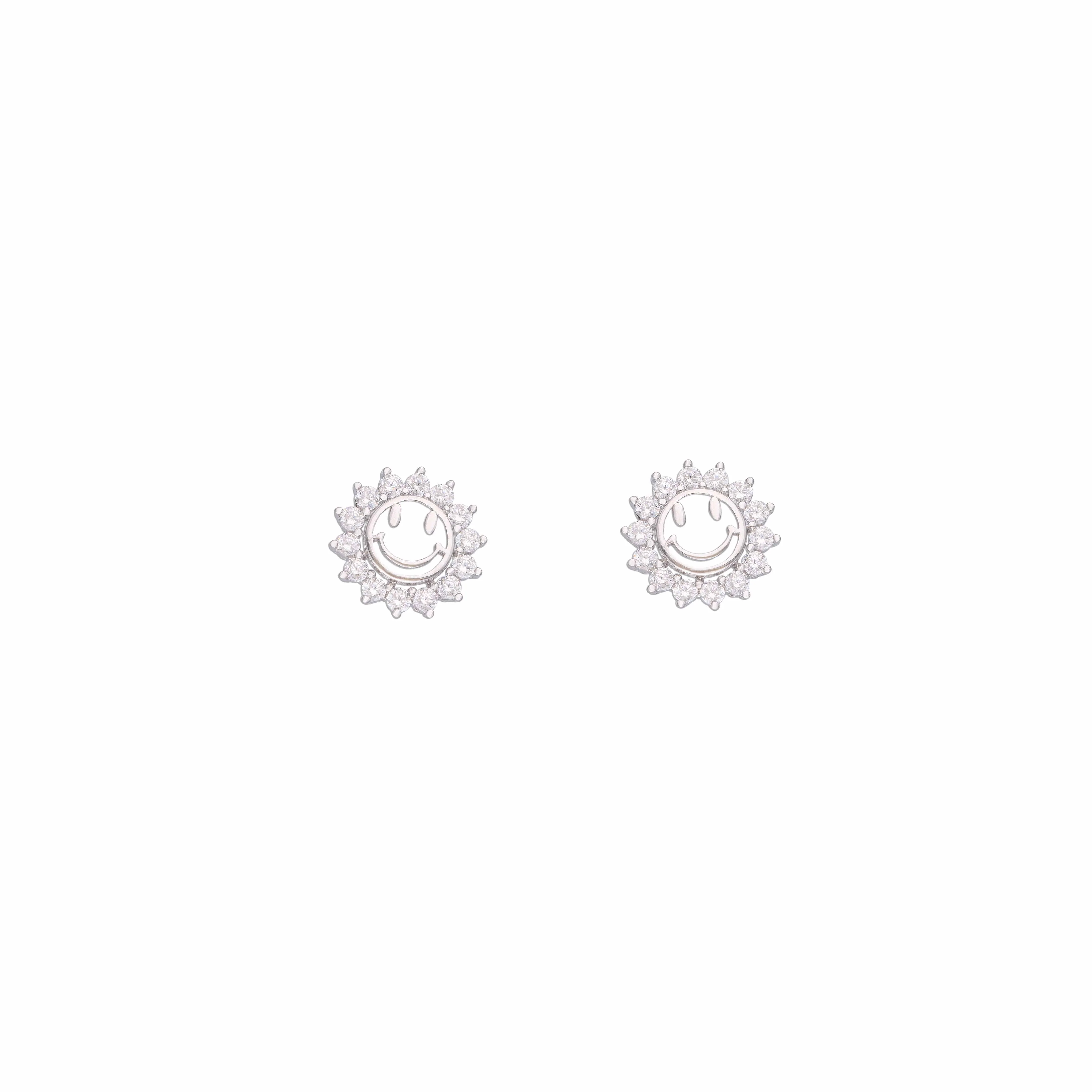 Minimalistic Smiley Silver Earrings - Image 3