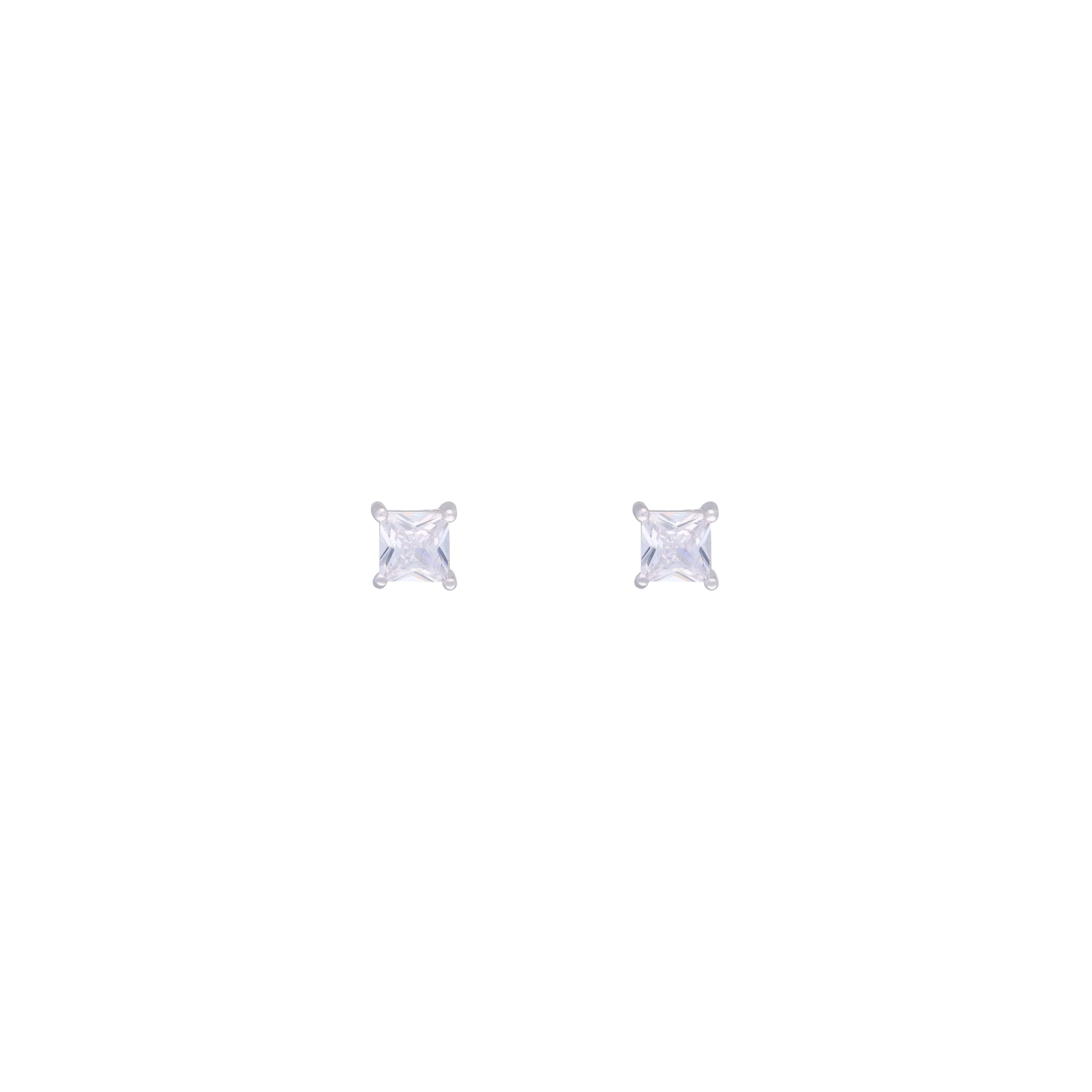 Shimmering Squares Casual Silver Studs Earrings - Image 3