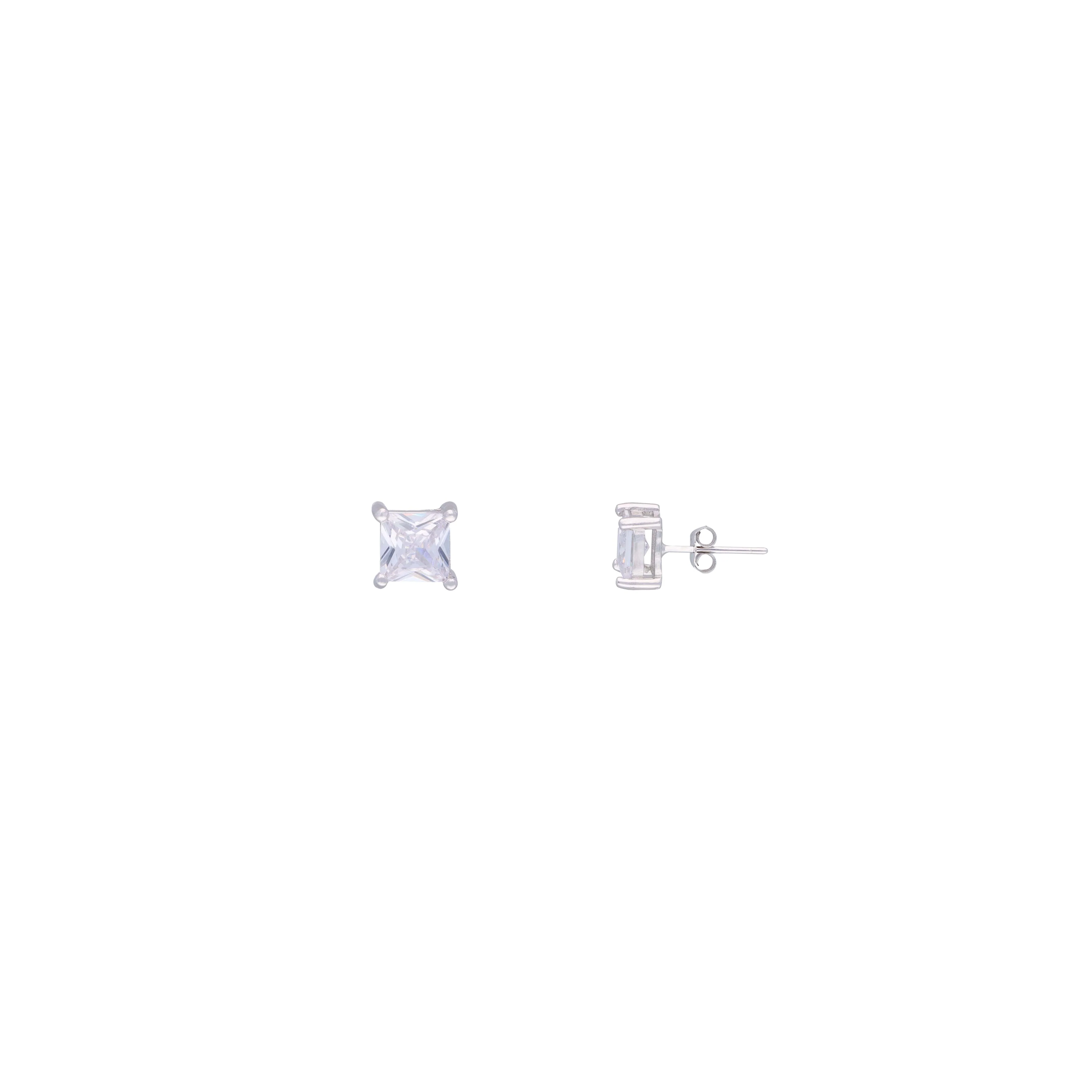 Shimmering Squares Casual Silver Studs Earrings - Image 4