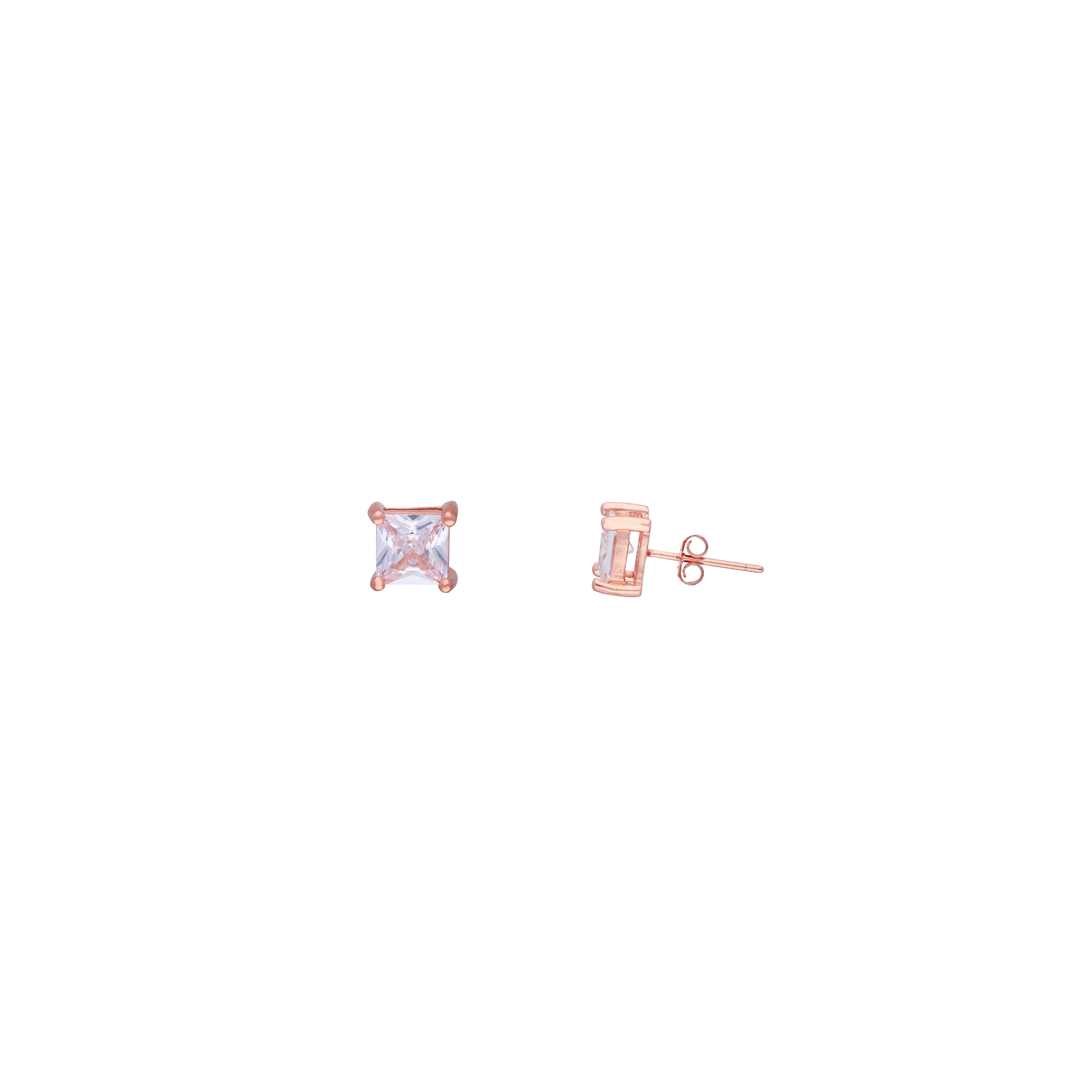 Shimmering Squares Casual Silver Studs Earrings - Image 5