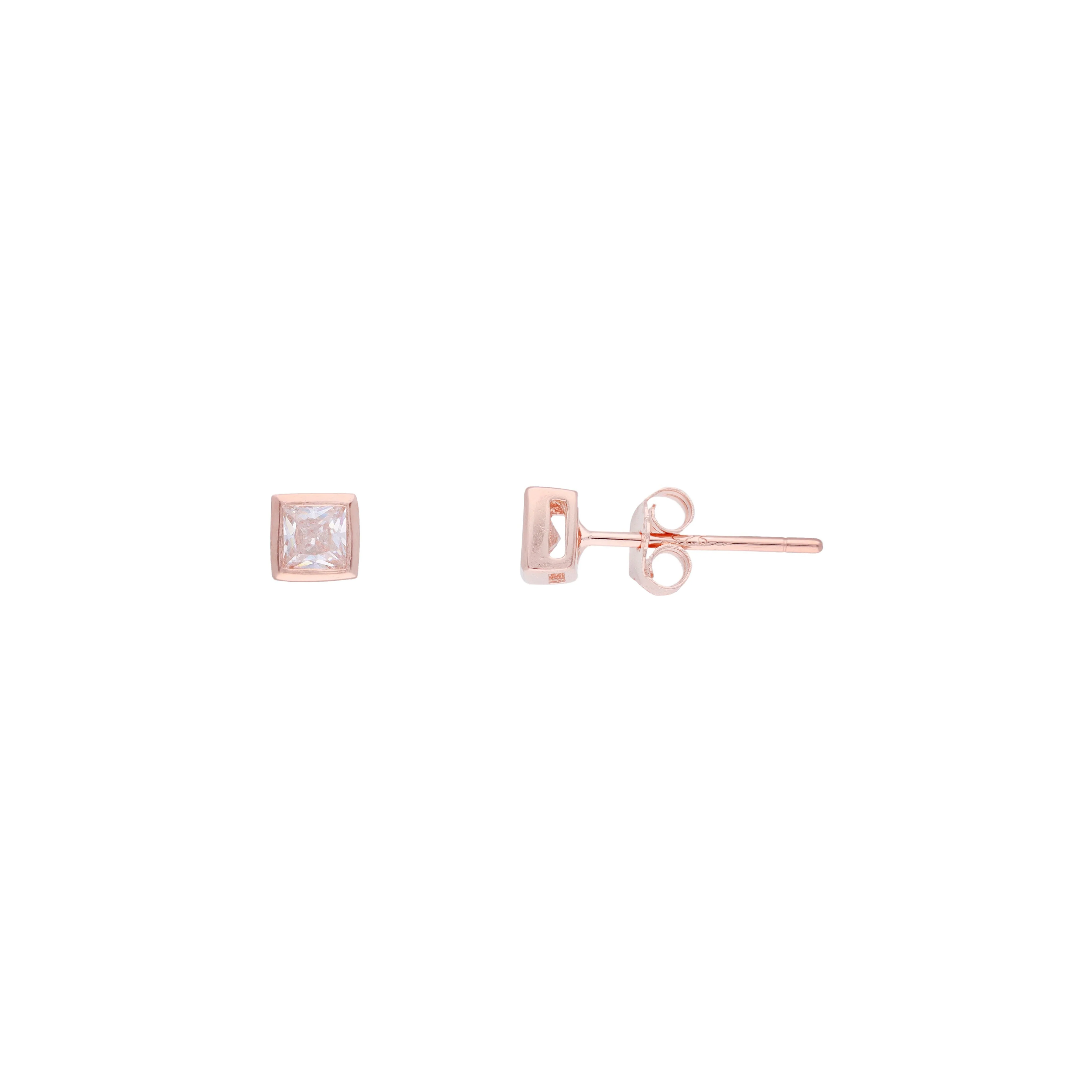 Square Crystals Casual Silver Studs Earrings - Image 6