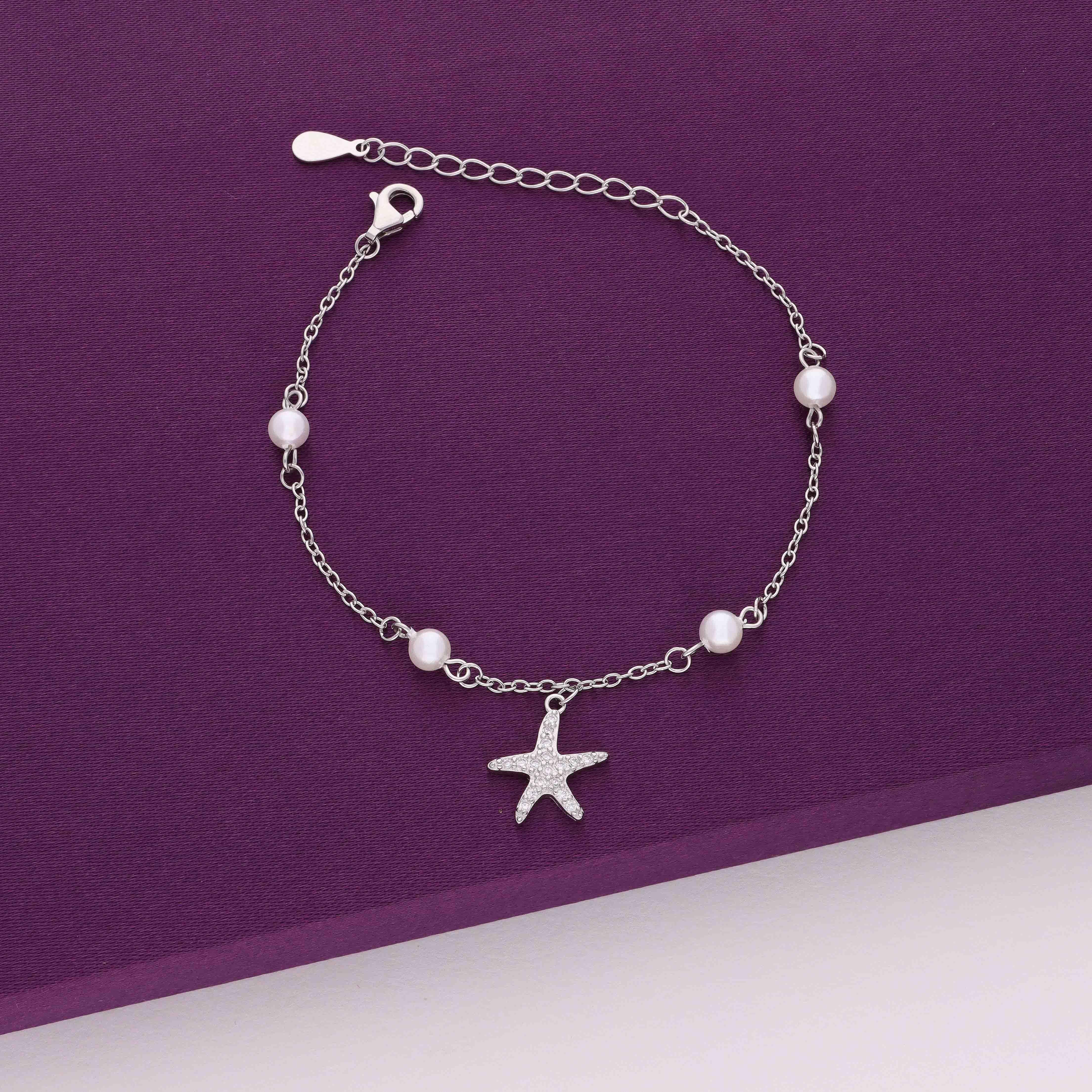 Star Kissed Pearls Silver Charm Bracelet - Image 5