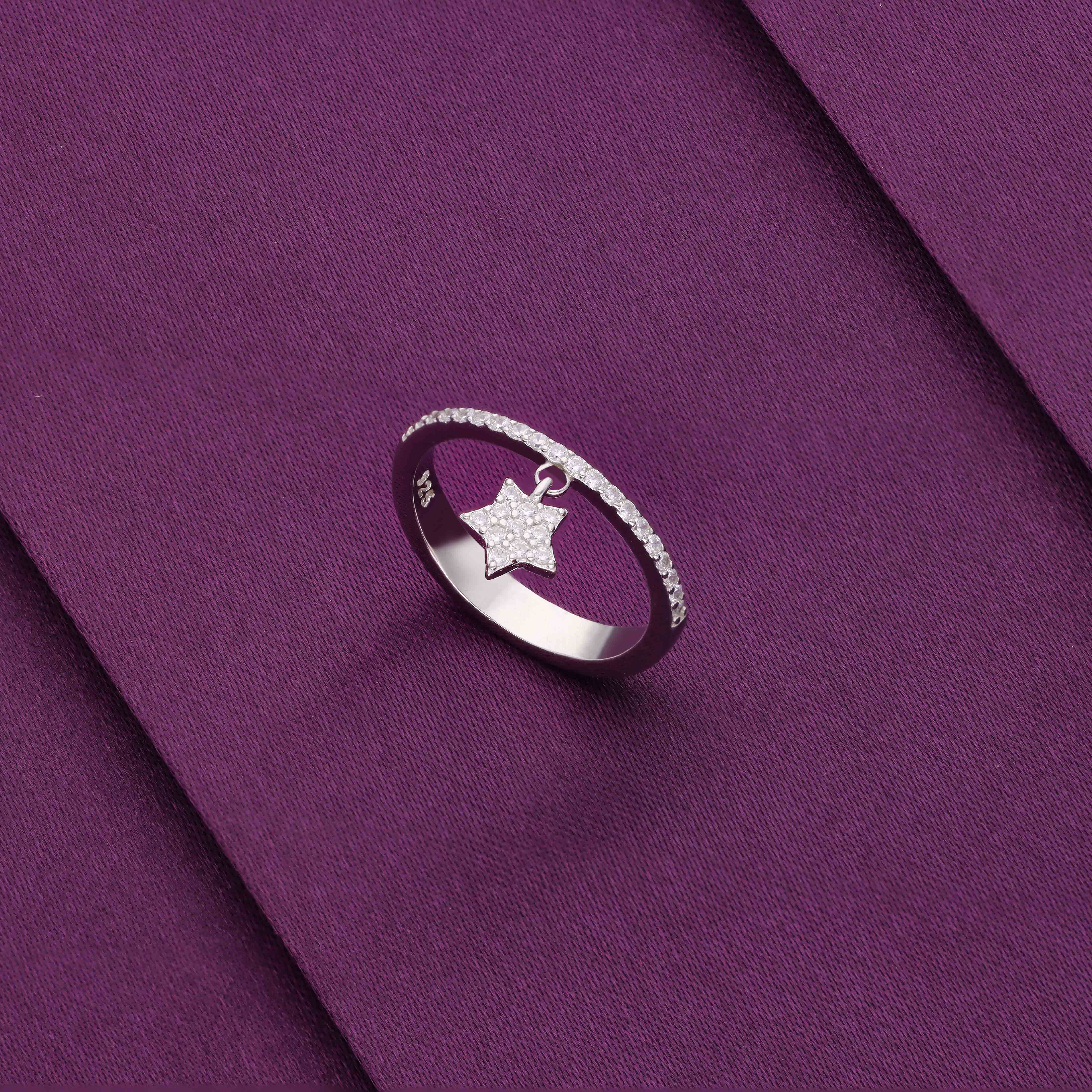 Dancing Star Zircon Silver Minimal Ring - Image 3