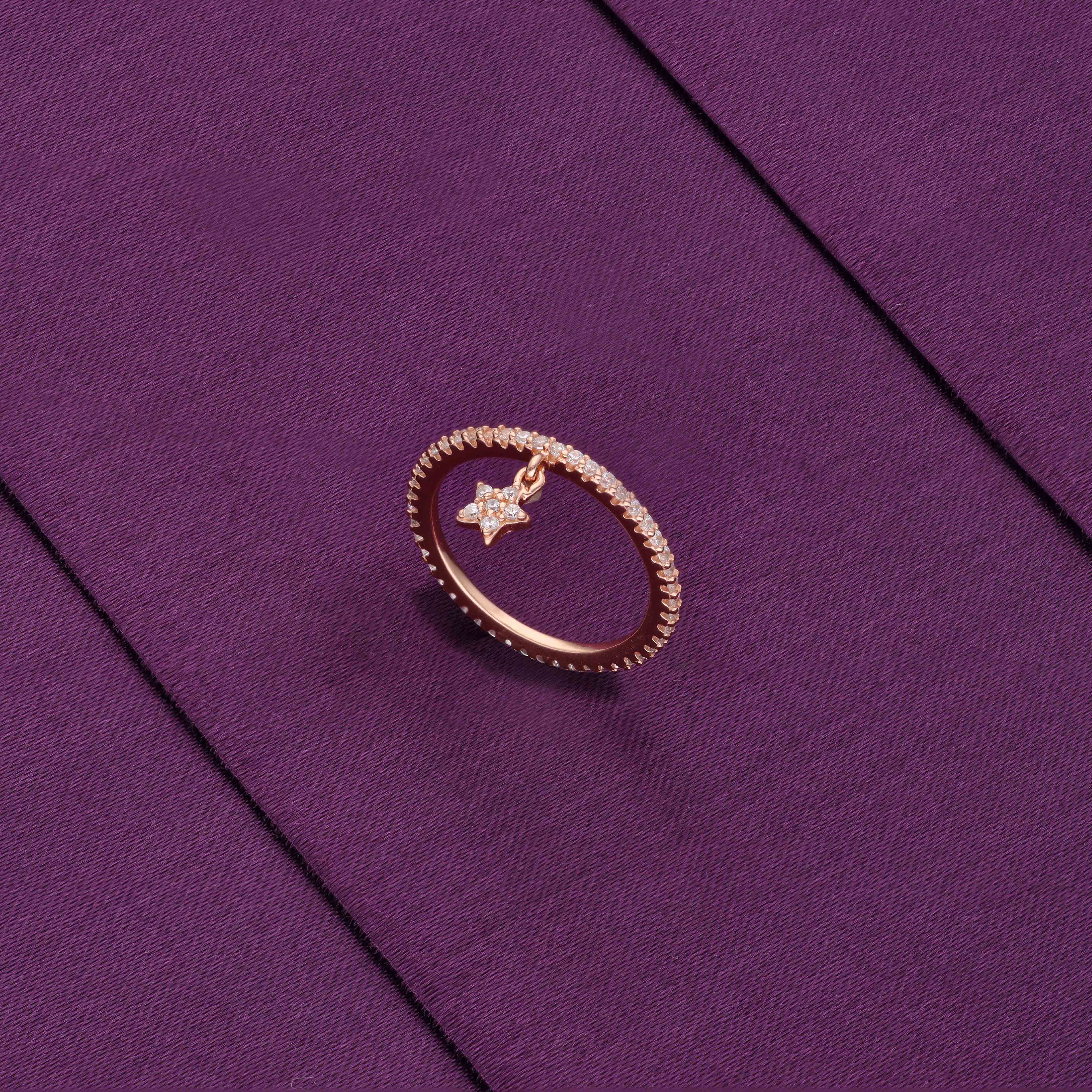 Dancing Star Zircon Silver Minimal Ring - Image 4