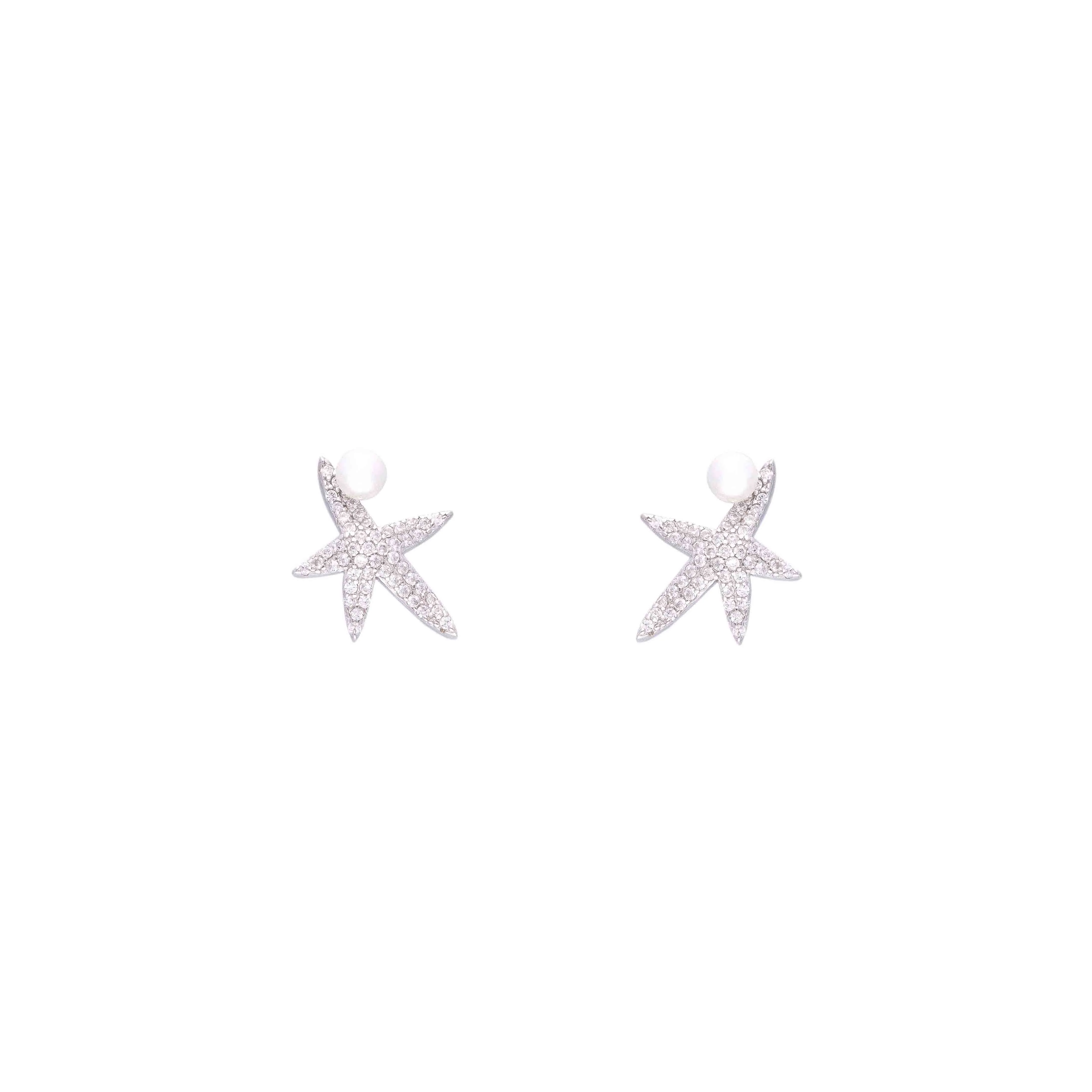 Shining Starfish Casual Silver Studs Earrings - Image 3