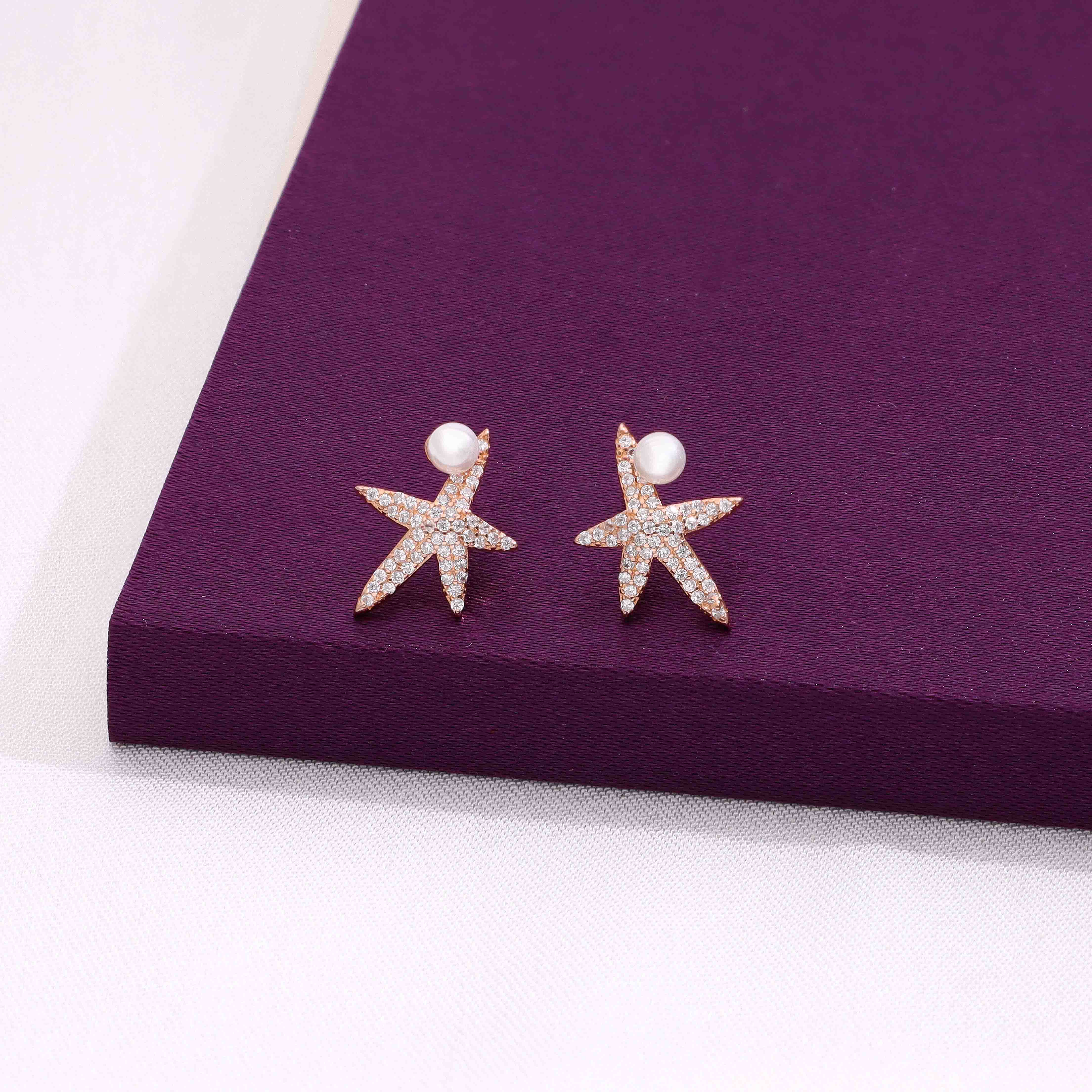 Shining Starfish Casual Silver Studs Earrings - Image 6