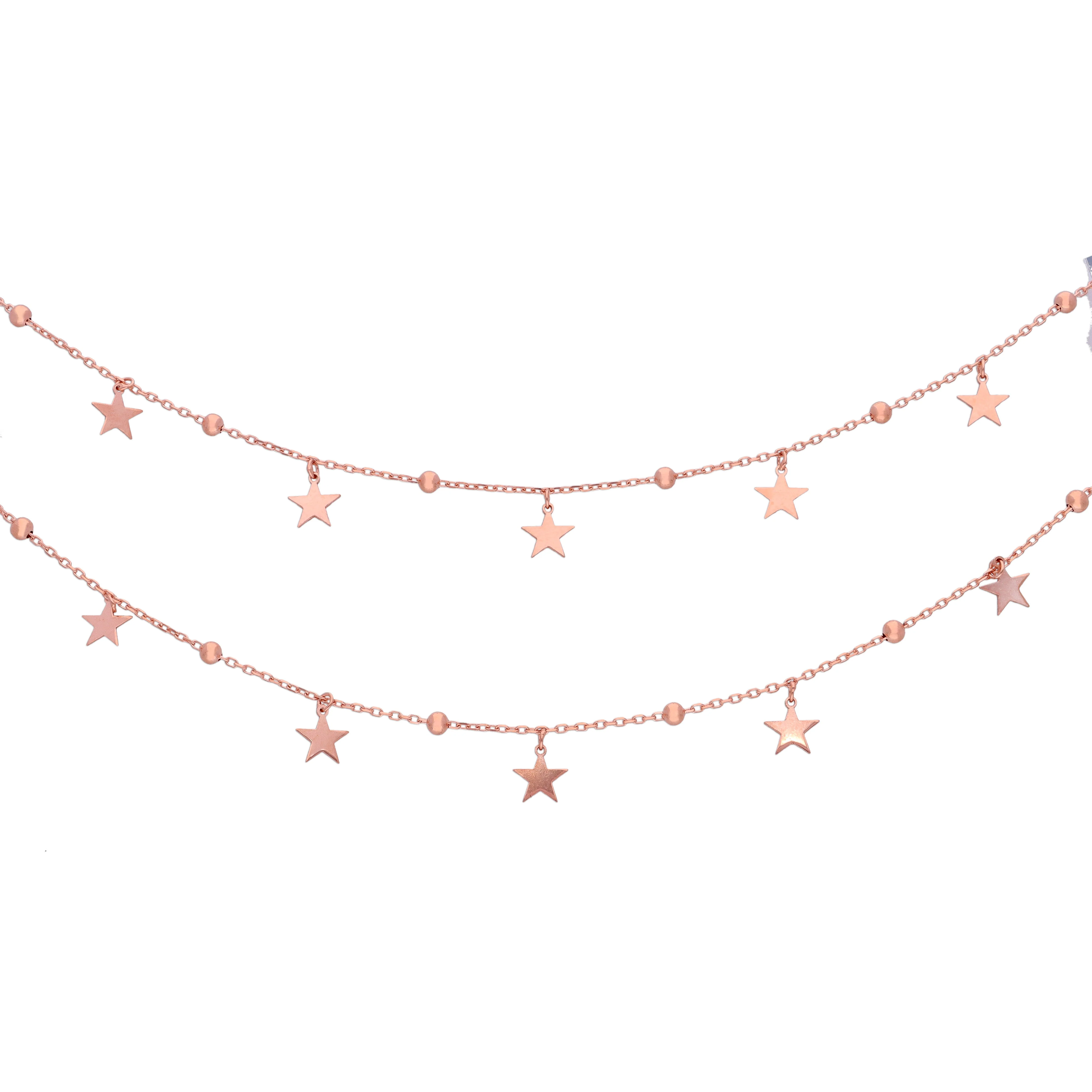 Starry Saga Double Layered Long Silver Chain Necklace - Image 4