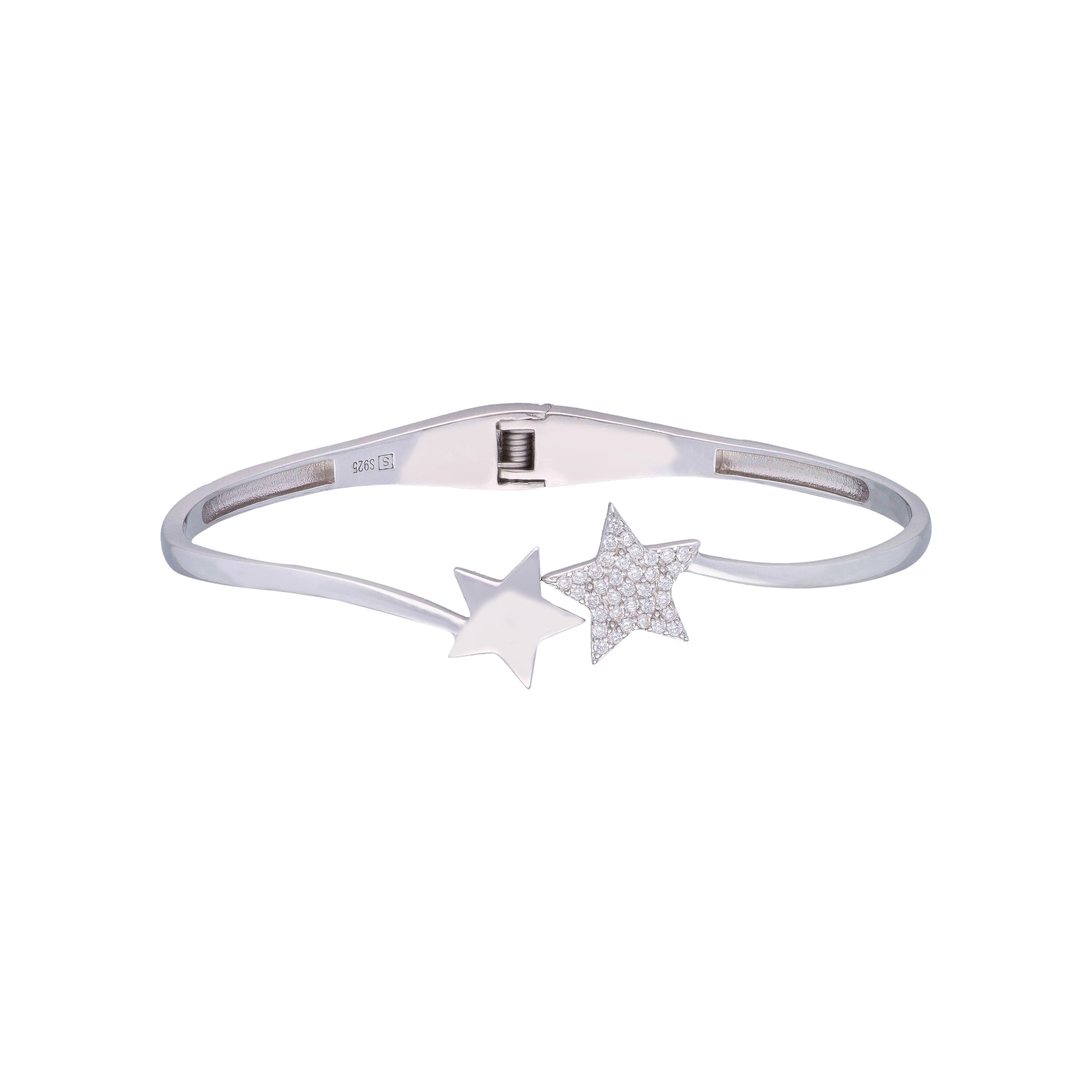 Sterling Stars Zircon Silver Bangle Bracelet - Image 3