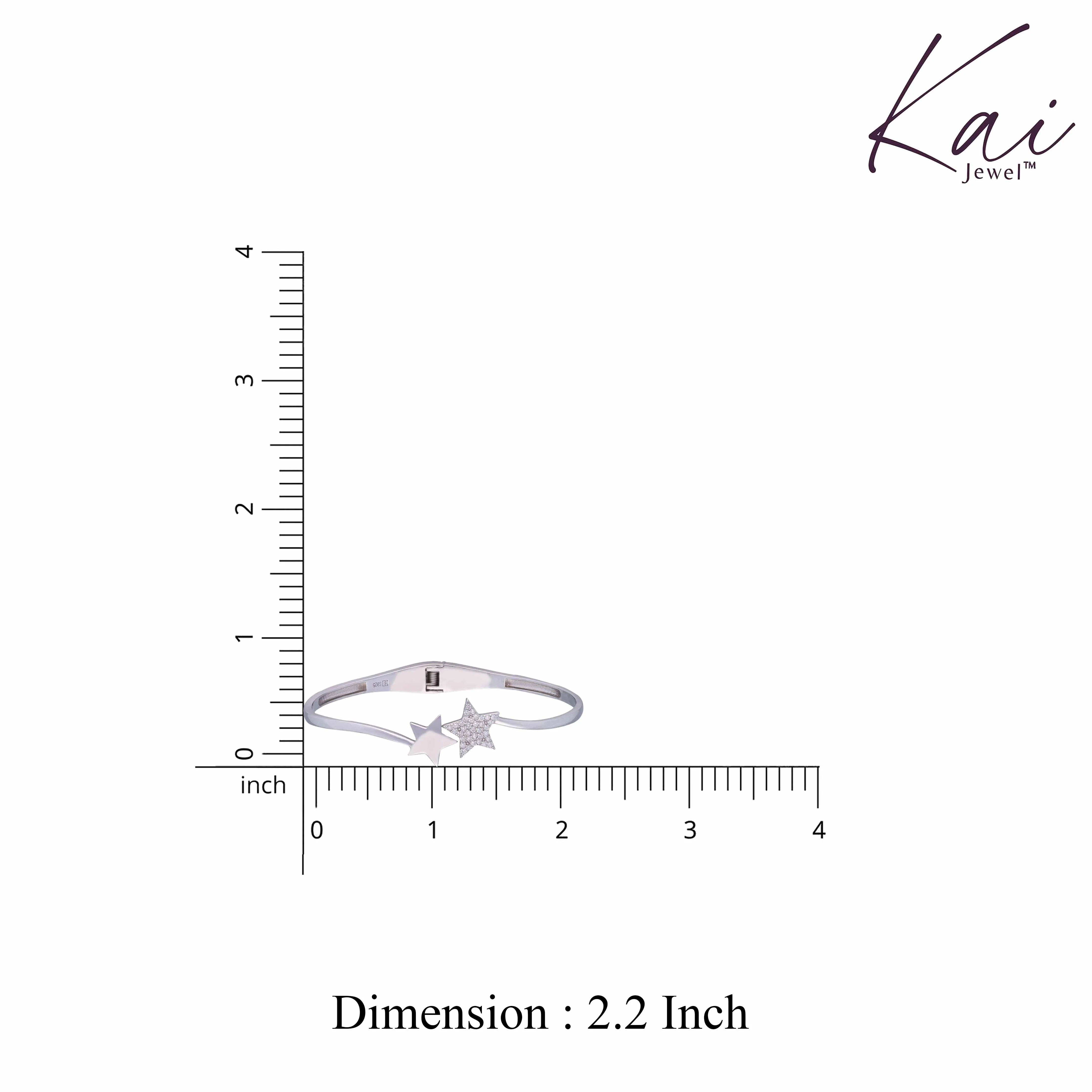 Sterling Stars Zircon Silver Bangle Bracelet - Image 4