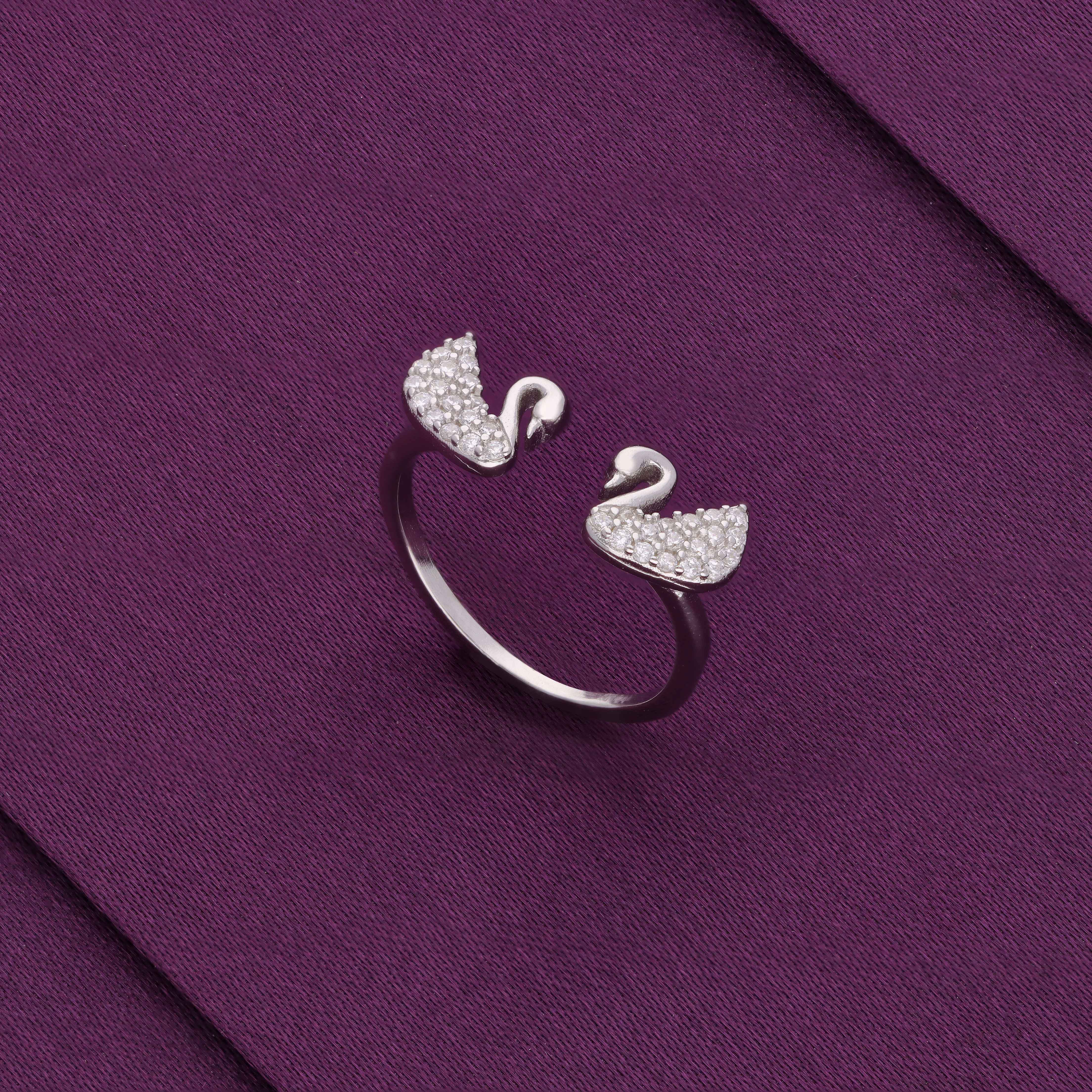 Sparkling Swan Zircon Silver Minimal Ring - Image 3