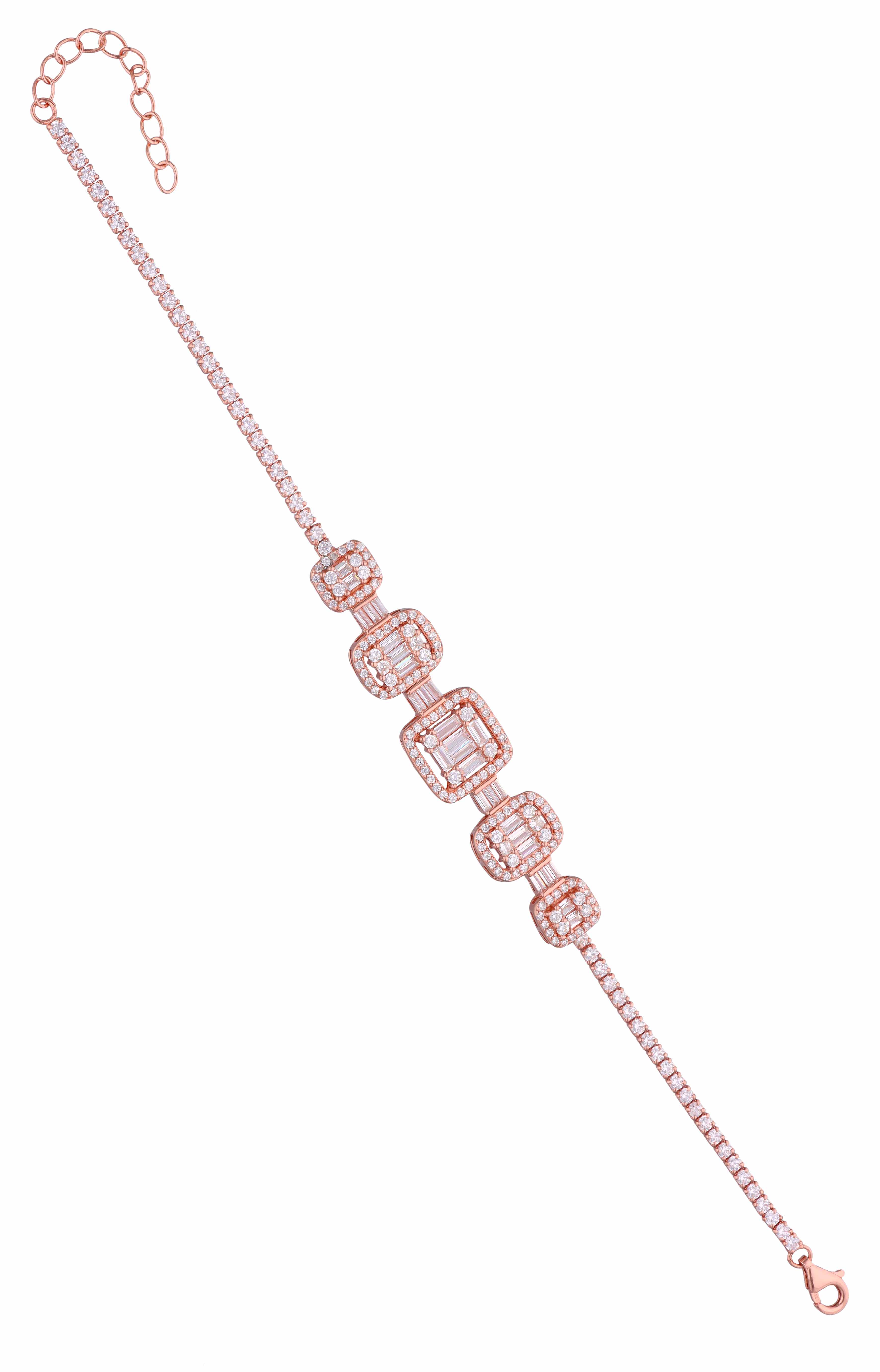 Square Cut Classic Silver Tennis Bracelet - Image 3