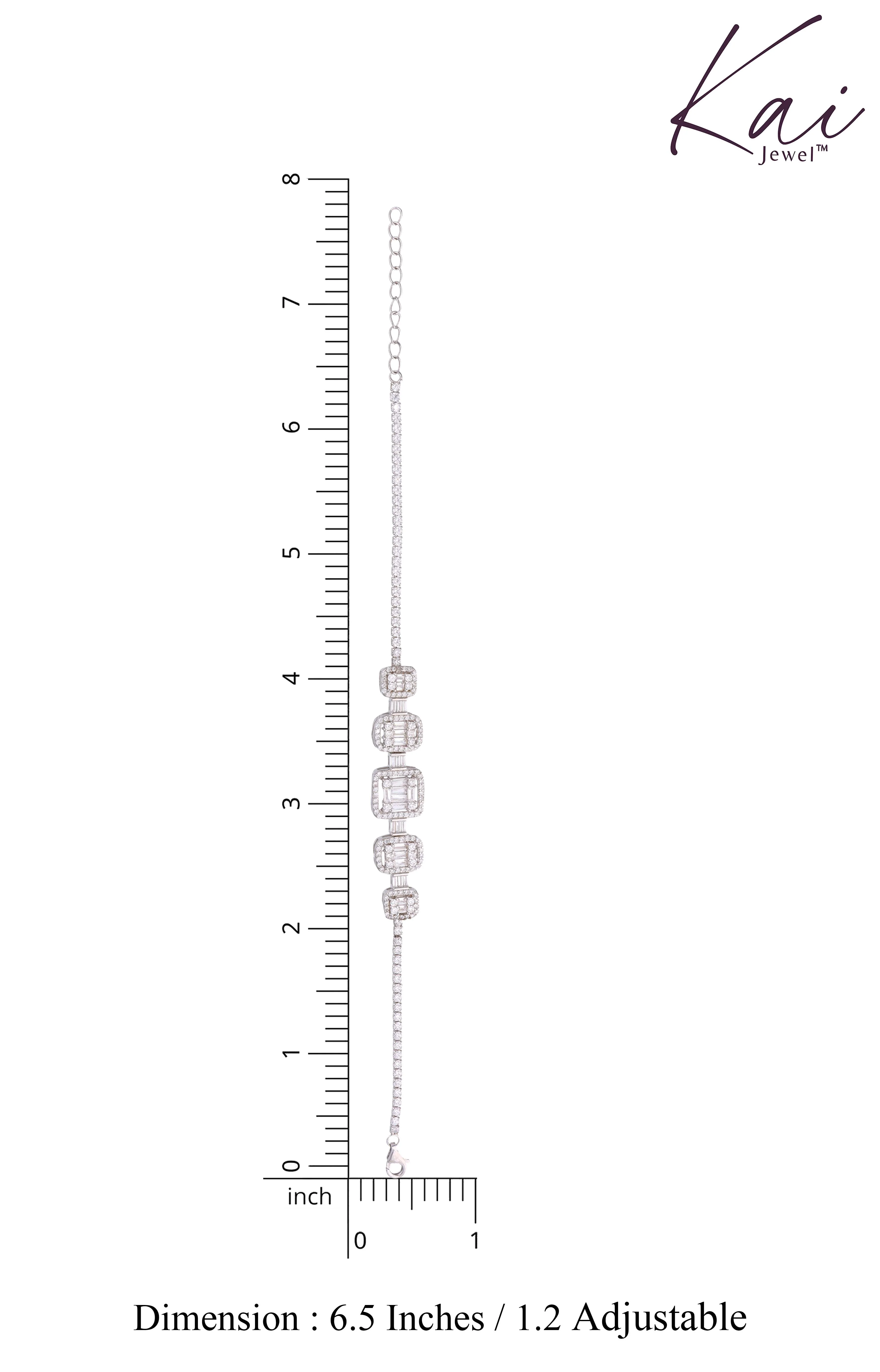 Square Cut Classic Silver Tennis Bracelet - Image 4