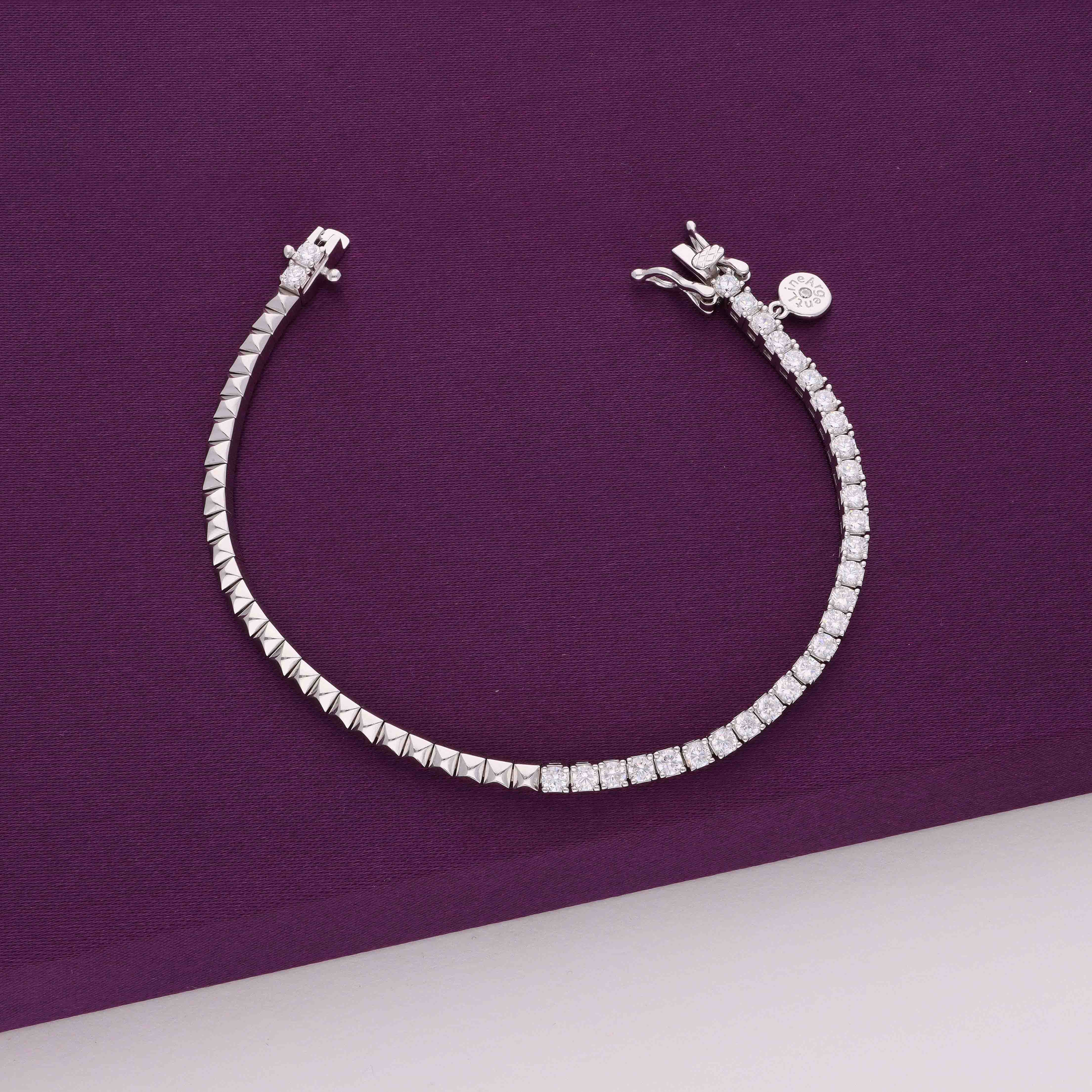 Sparkling Square Silver Tennis Bracelet - Image 3