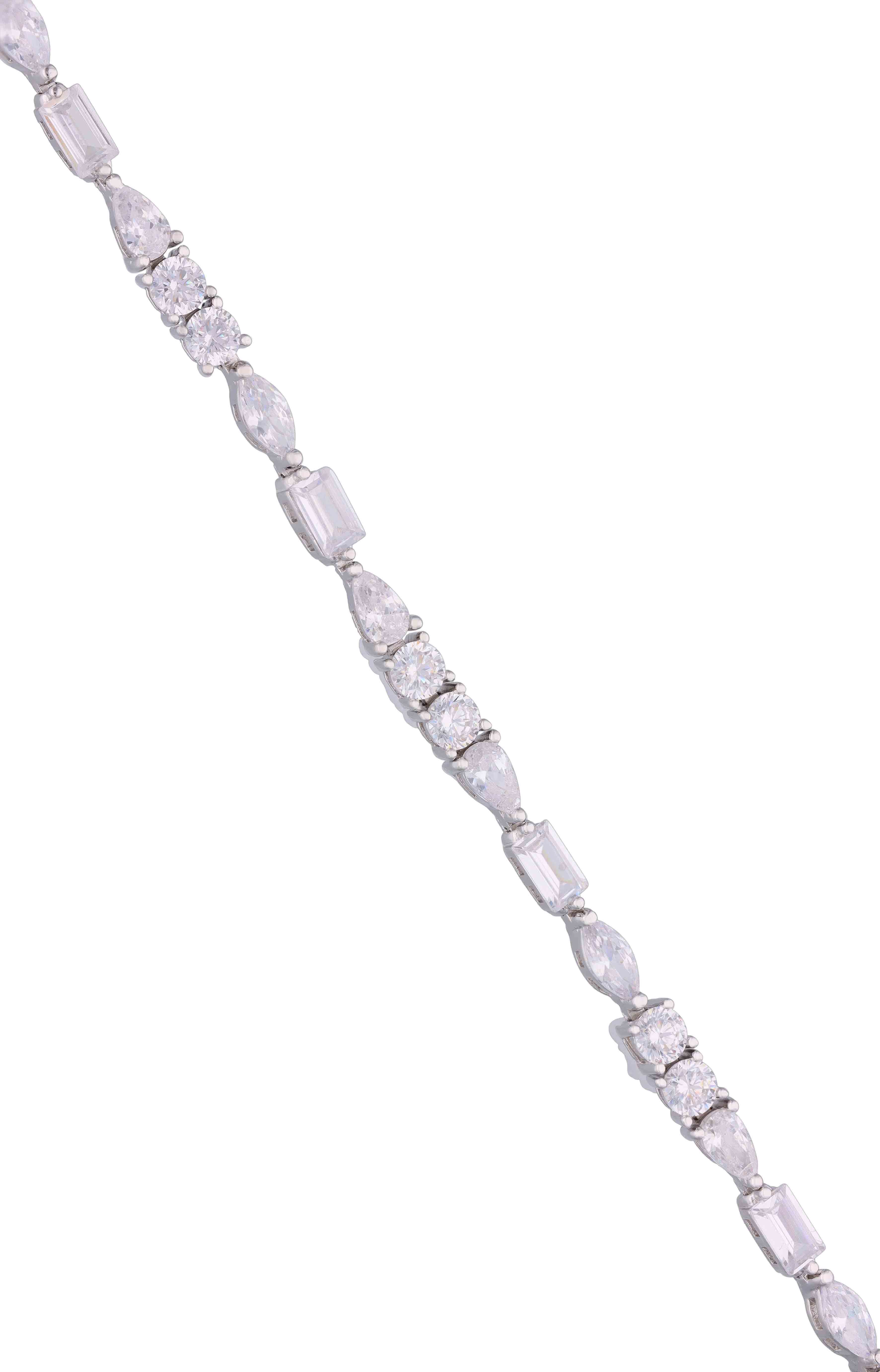 Elegant Multi Crystals Silver Tennis Bracelet - Image 5