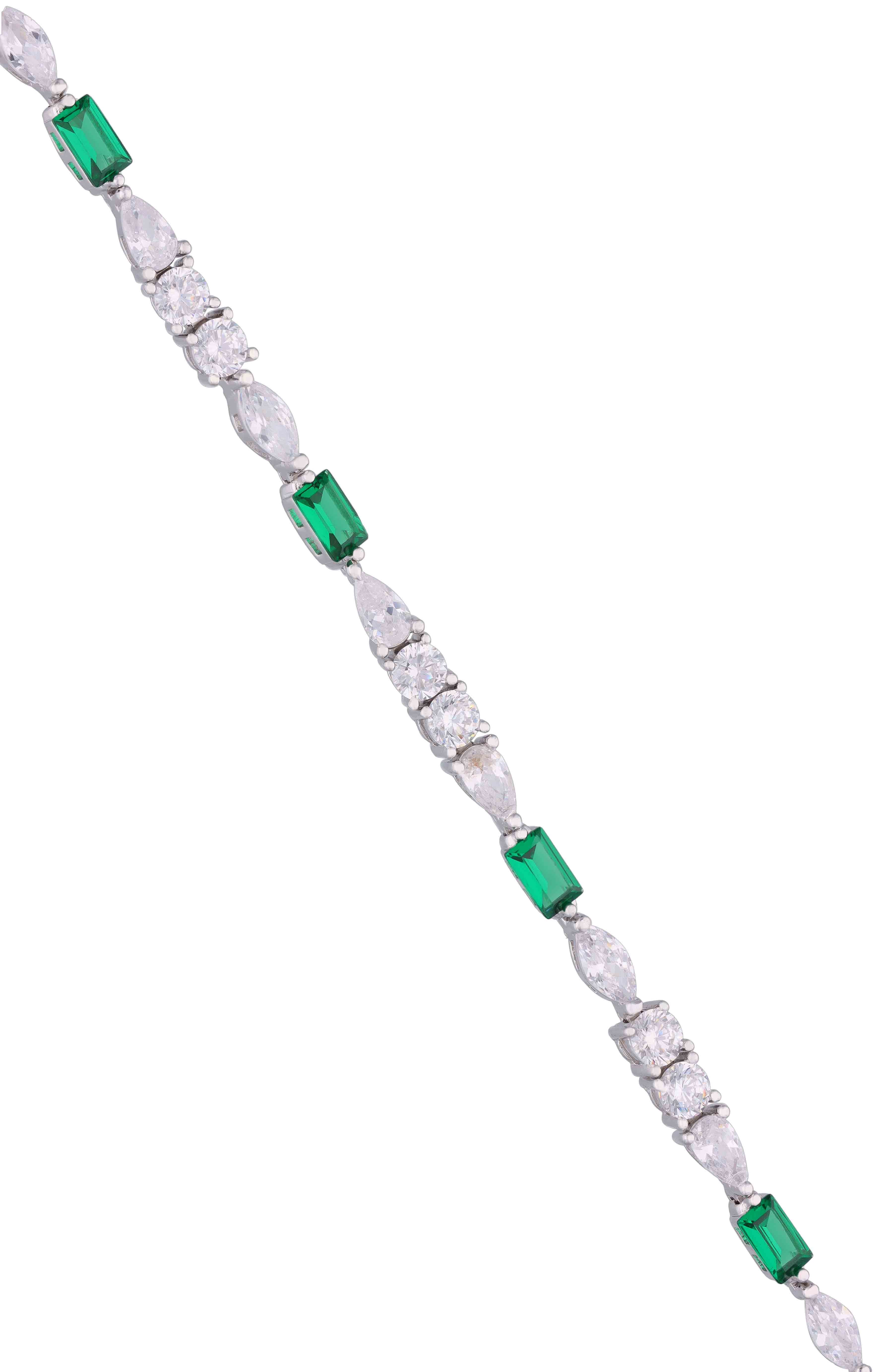 Elegant Multi Crystals Silver Tennis Bracelet - Image 6