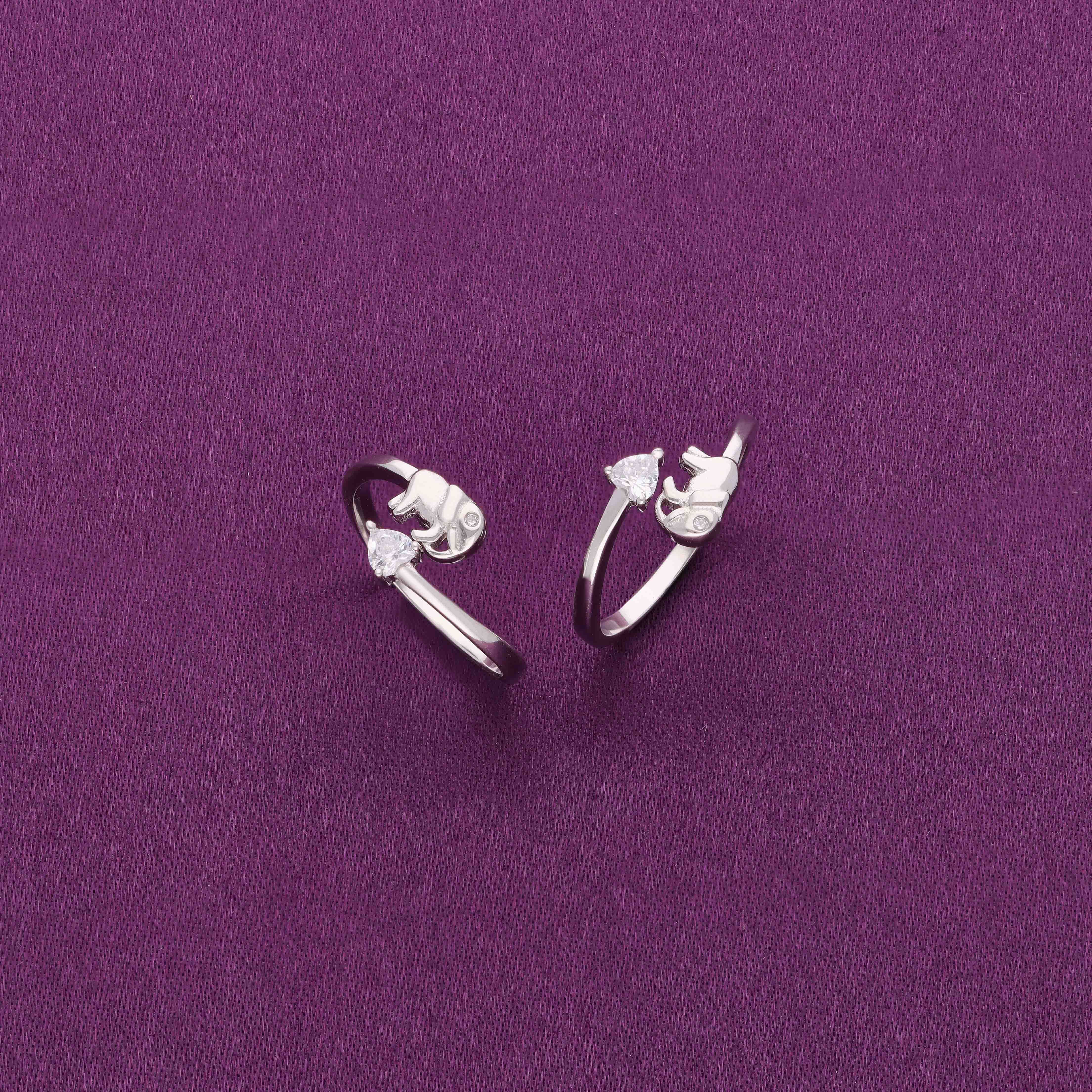 Sterling Silver Elephant Solitaire Toe Rings - Image 3